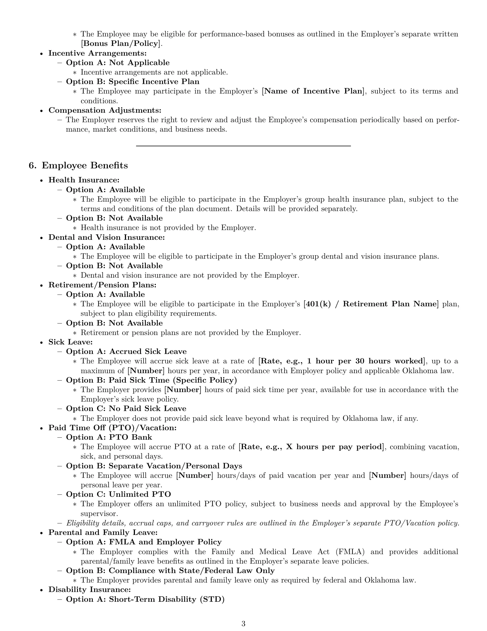 Preview page 3 of Pro Oklahoma employment contract template