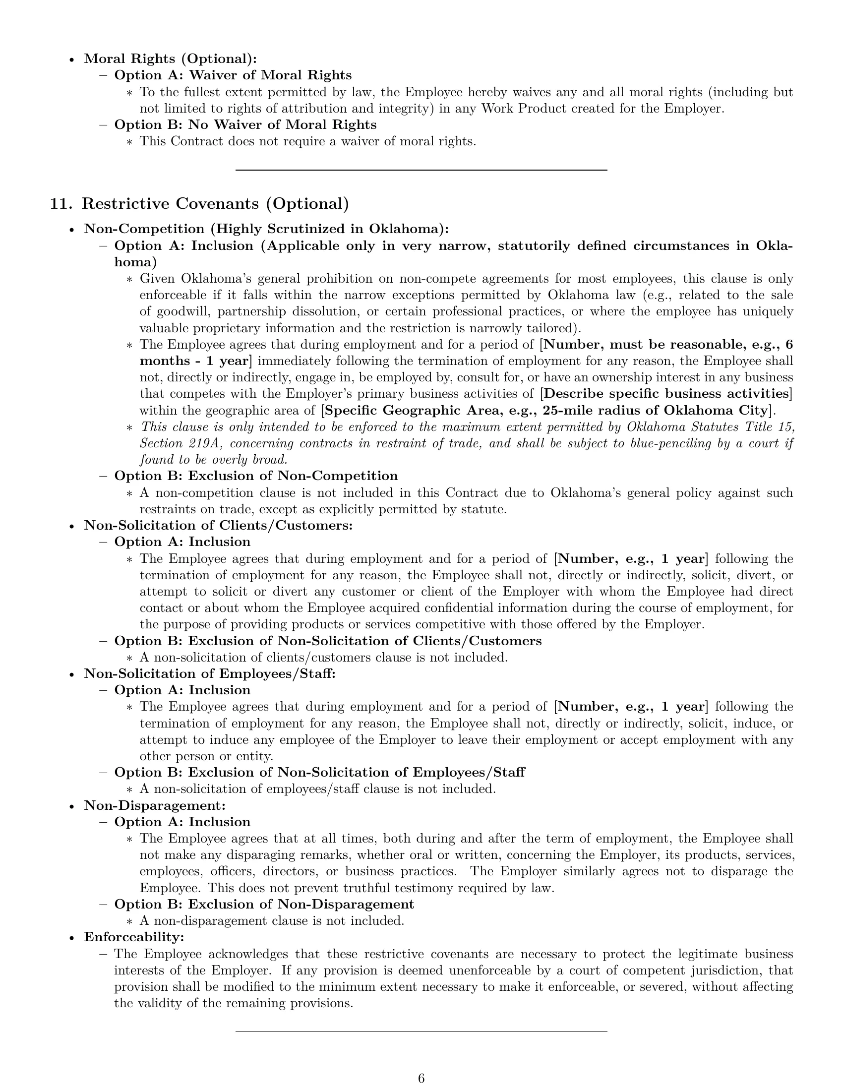 Preview page 6 of Pro Oklahoma employment contract template