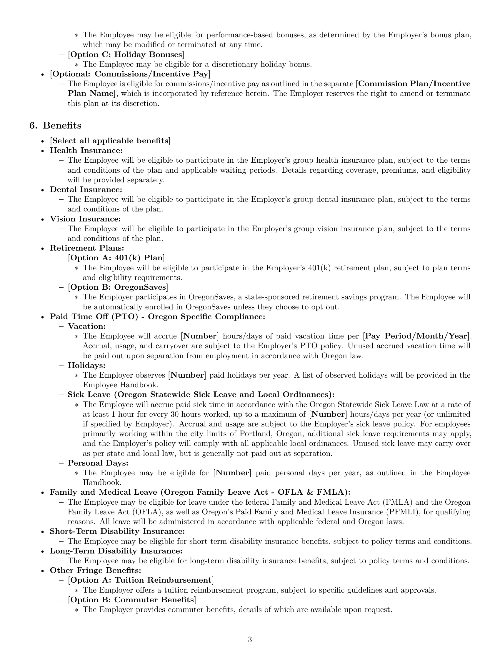 Preview page 3 of Pro Oregon employment contract template