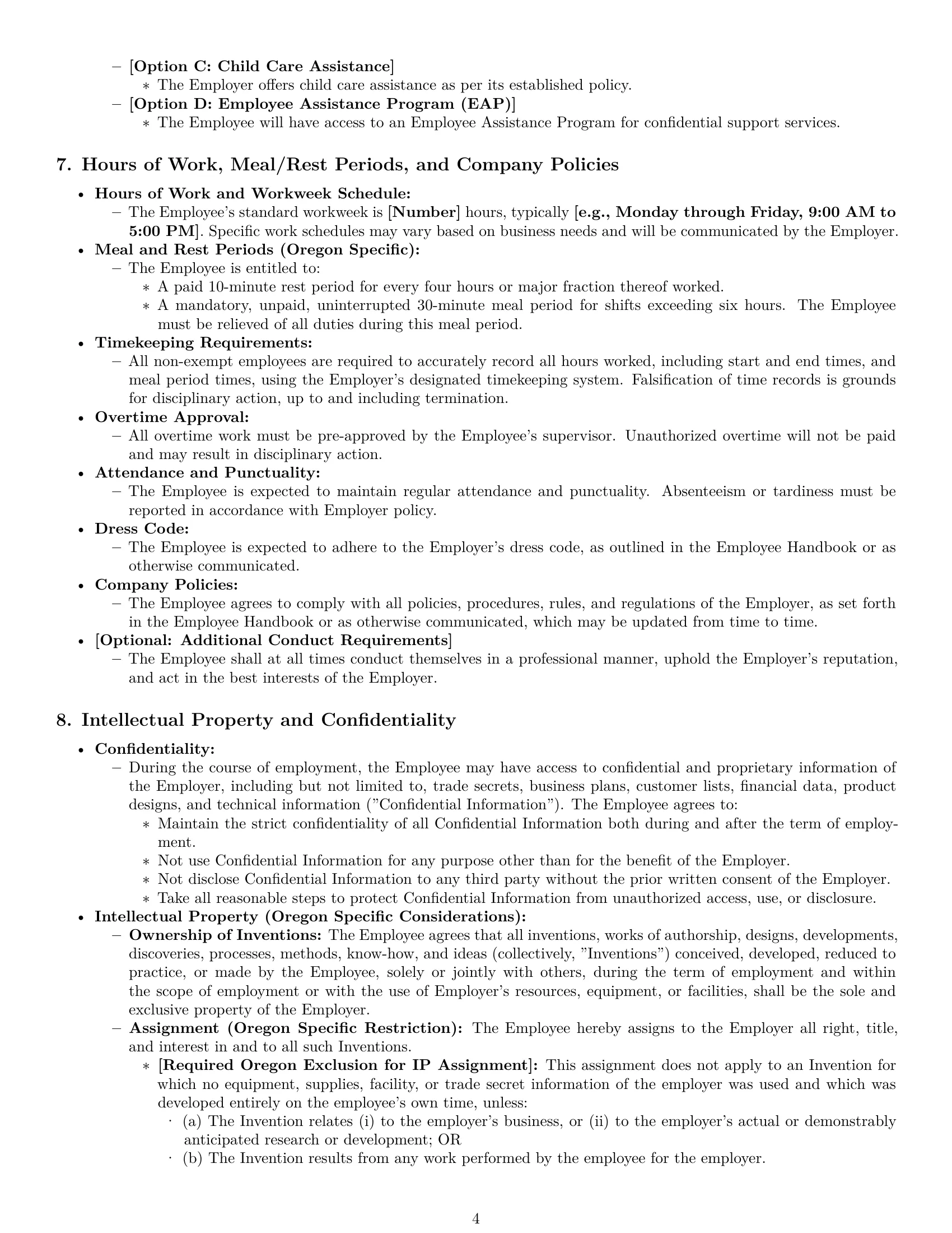 Preview page 4 of Pro Oregon employment contract template