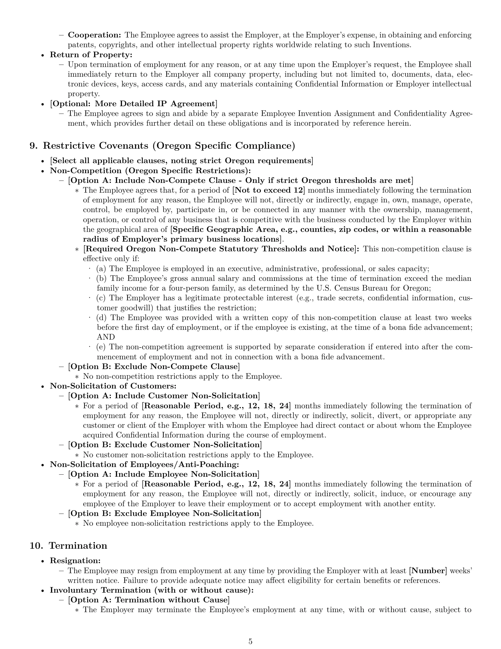 Preview page 5 of Pro Oregon employment contract template