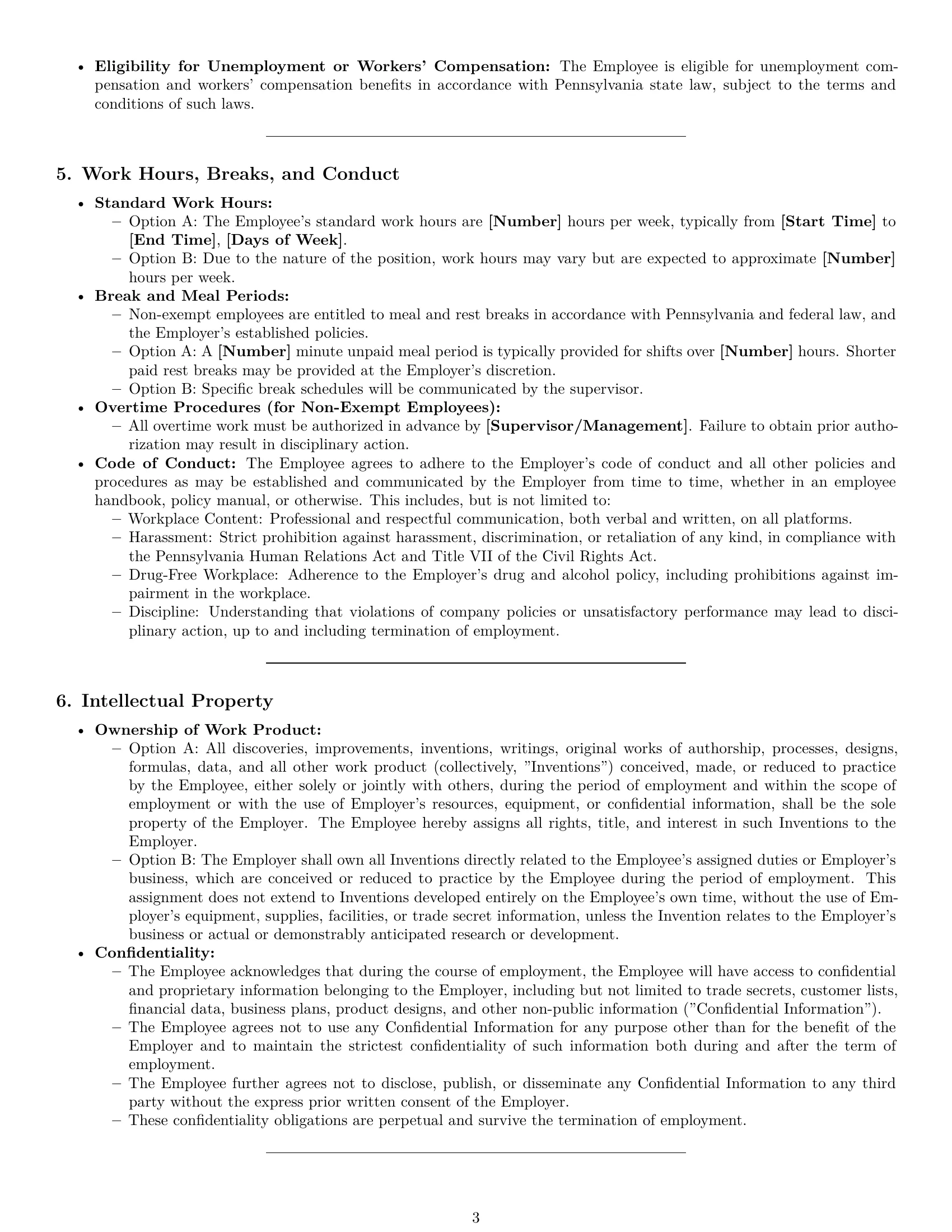 Preview page 3 of Pro Pennsylvania employment contract template