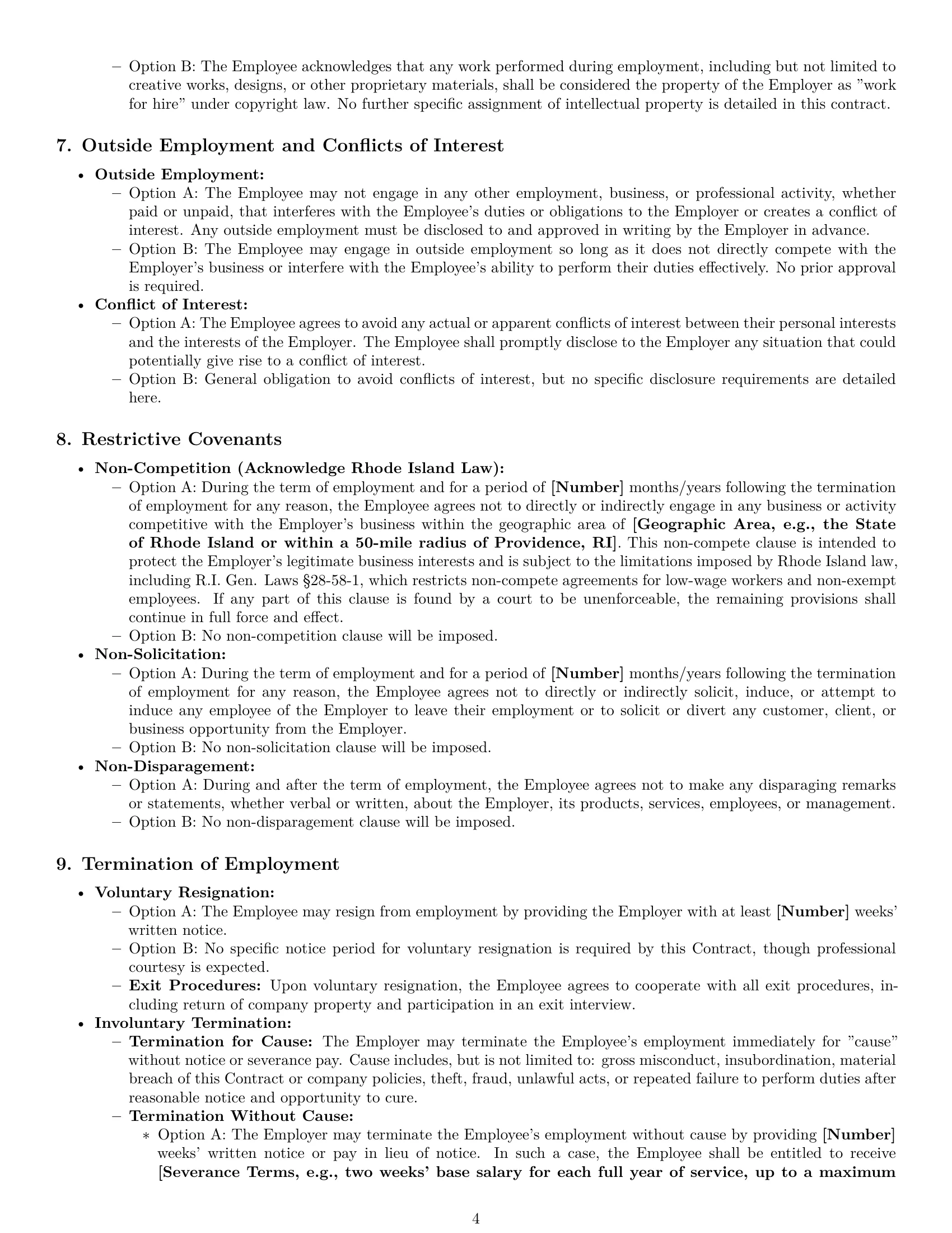 Preview page 4 of Pro Rhode Island employment contract template