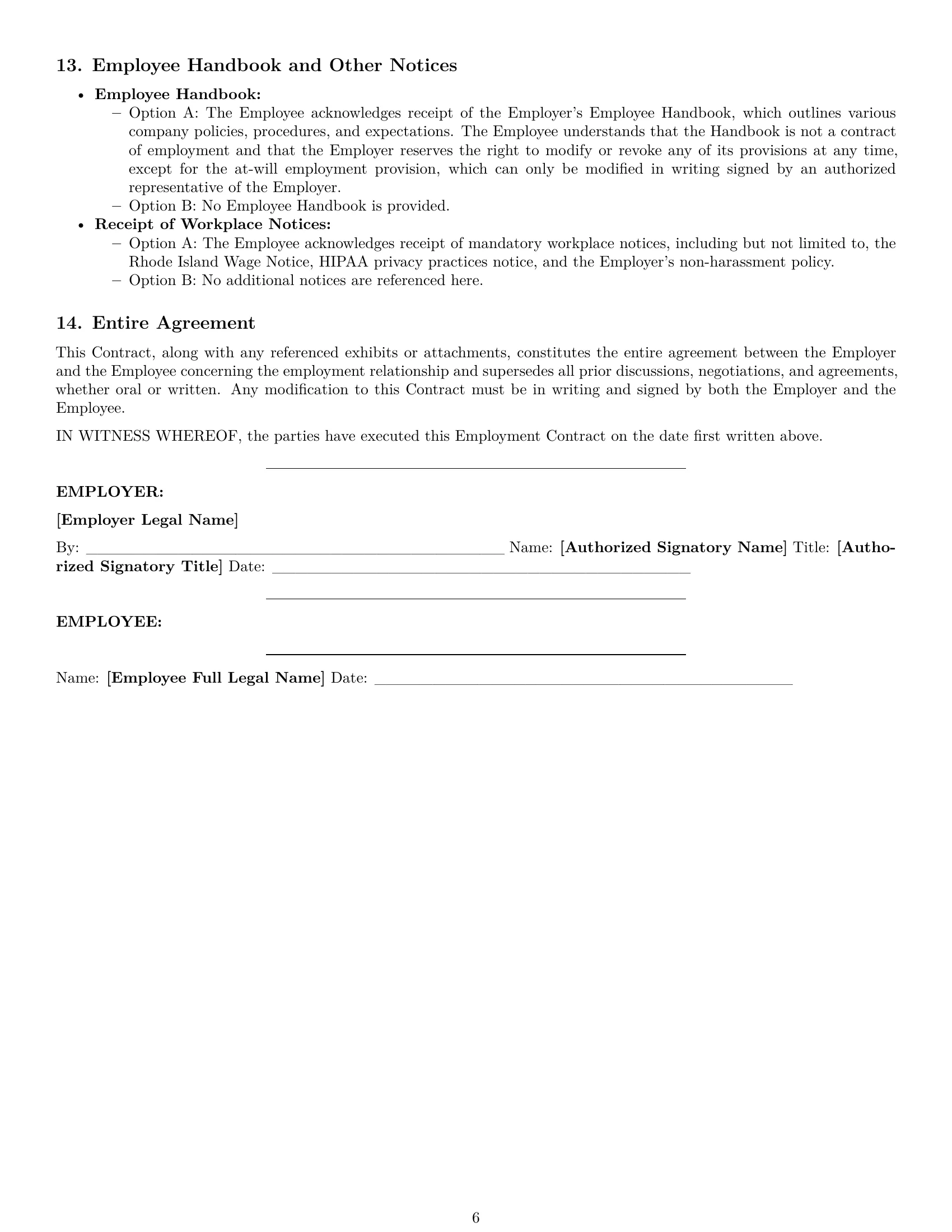 Preview page 6 of Pro Rhode Island employment contract template