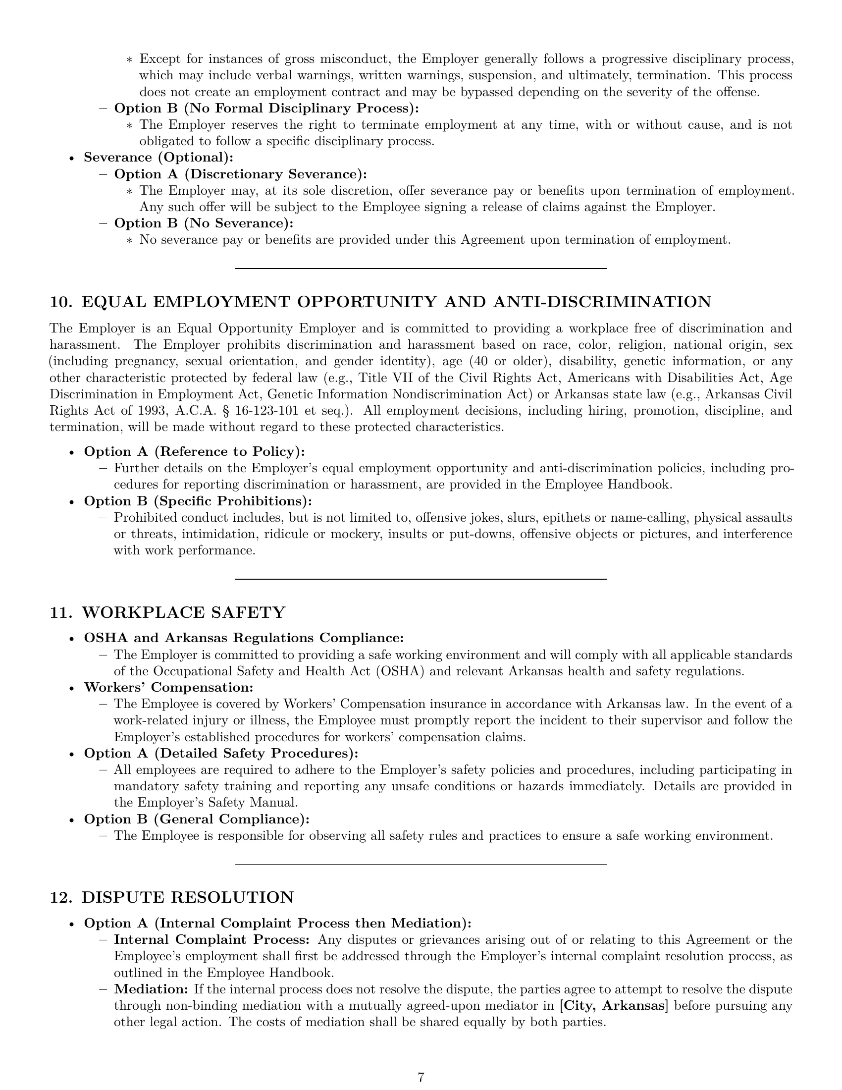 Preview page 7 of Pro Arkansas employment contract template