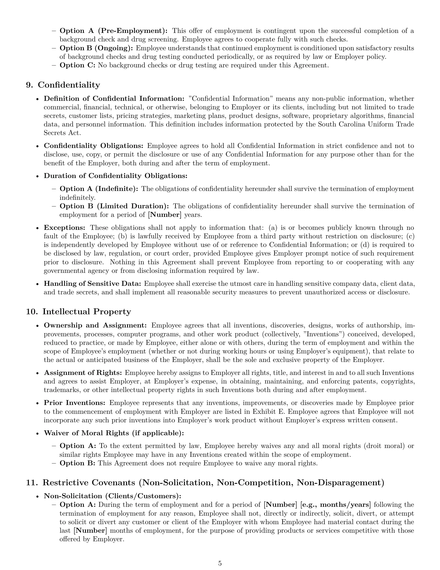 Preview page 5 of Pro South Carolina employment contract template