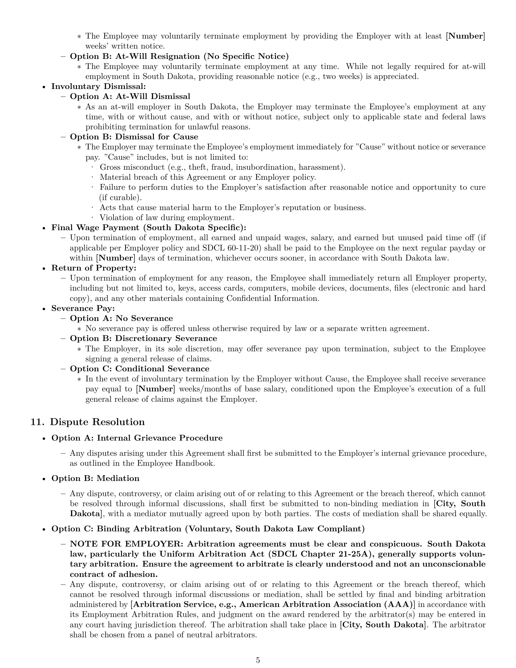 Preview page 5 of Pro South Dakota employment contract template