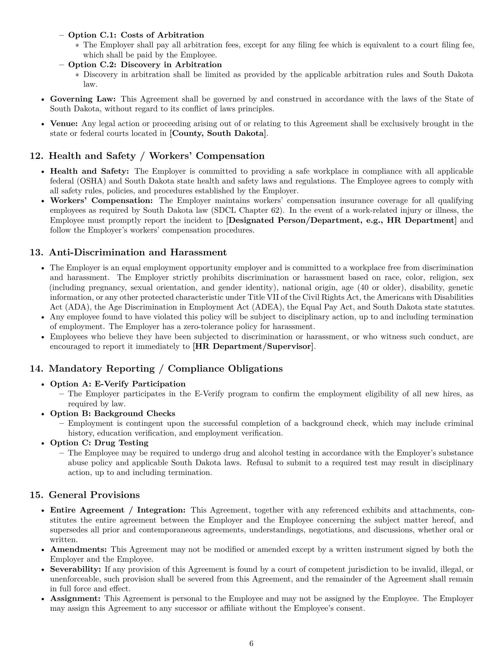 Preview page 6 of Pro South Dakota employment contract template