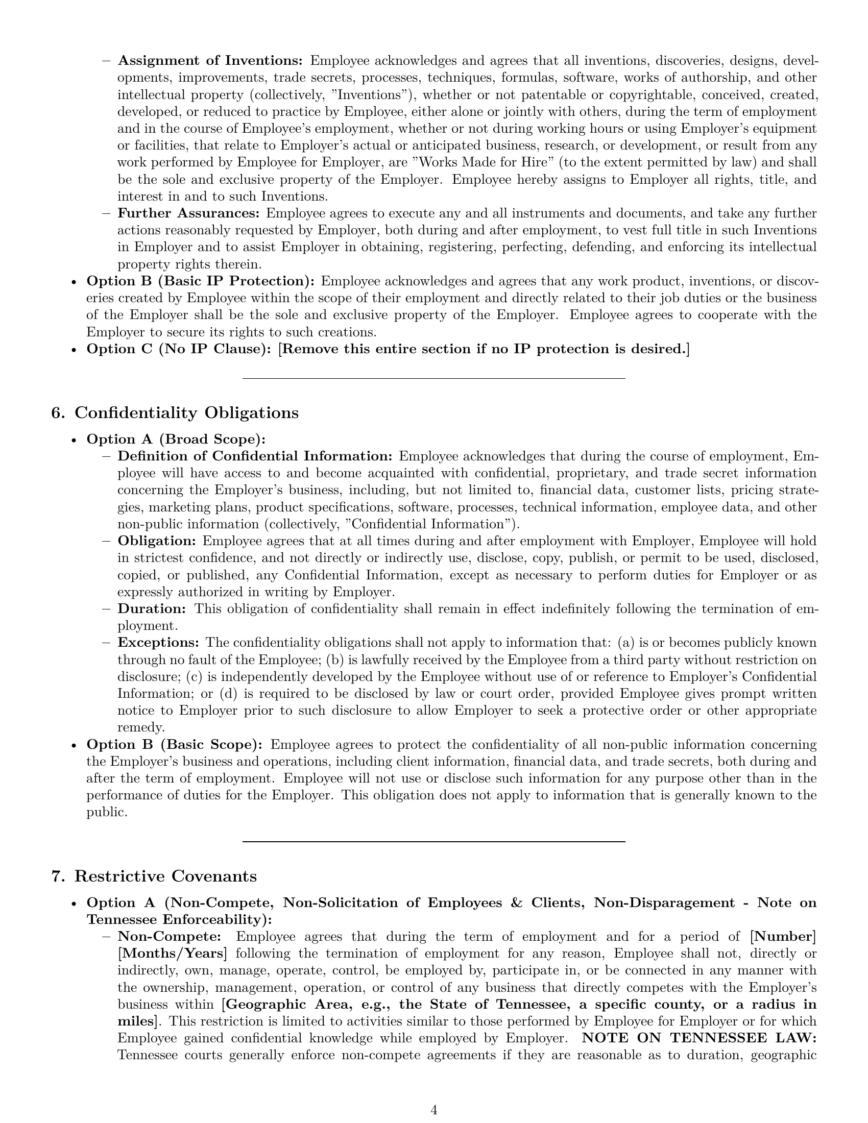 Preview page 4 of Pro Tennessee employment contract template