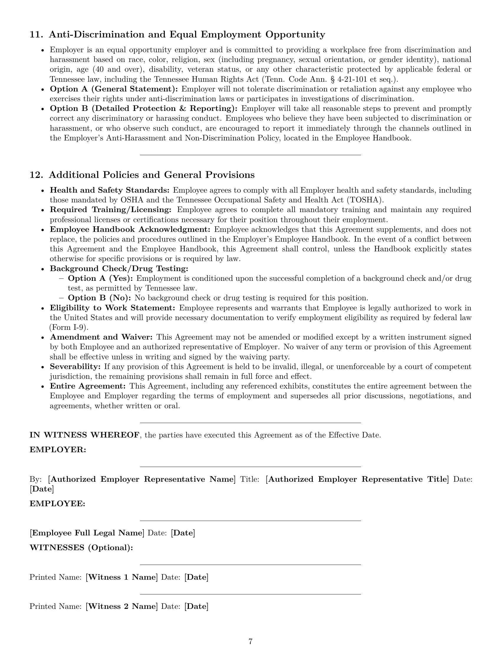 Preview page 7 of Pro Tennessee employment contract template