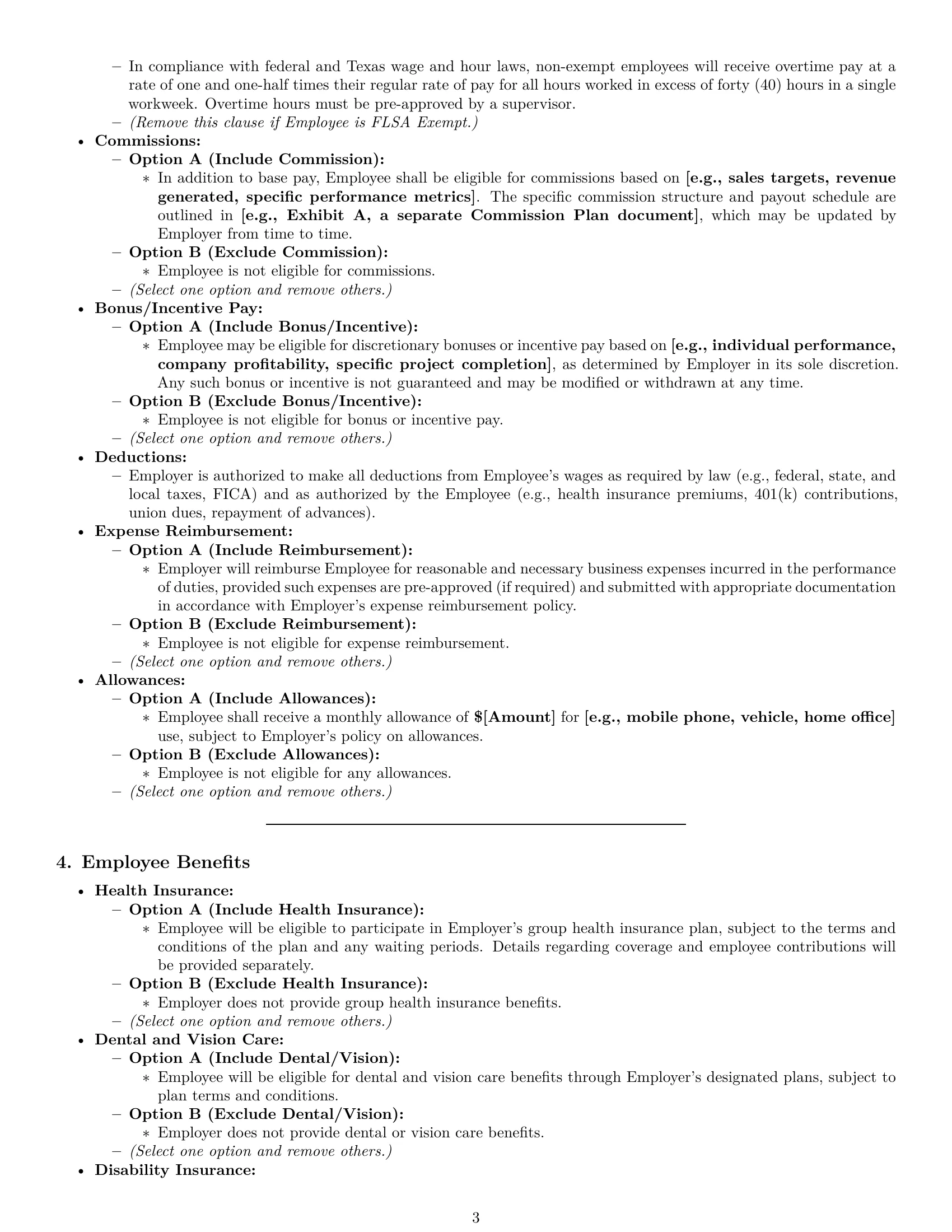 Preview page 3 of Pro Texas employment contract template