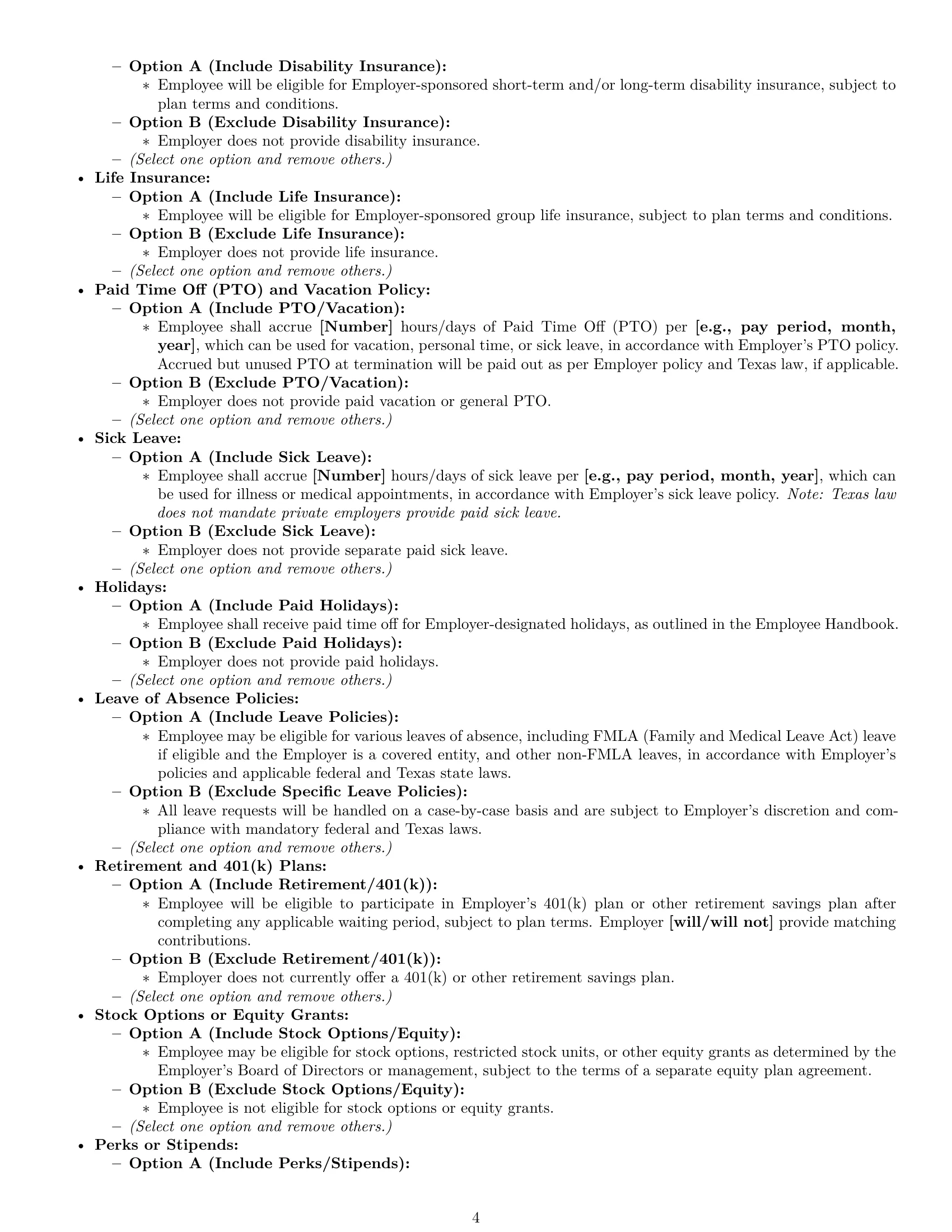 Preview page 4 of Pro Texas employment contract template