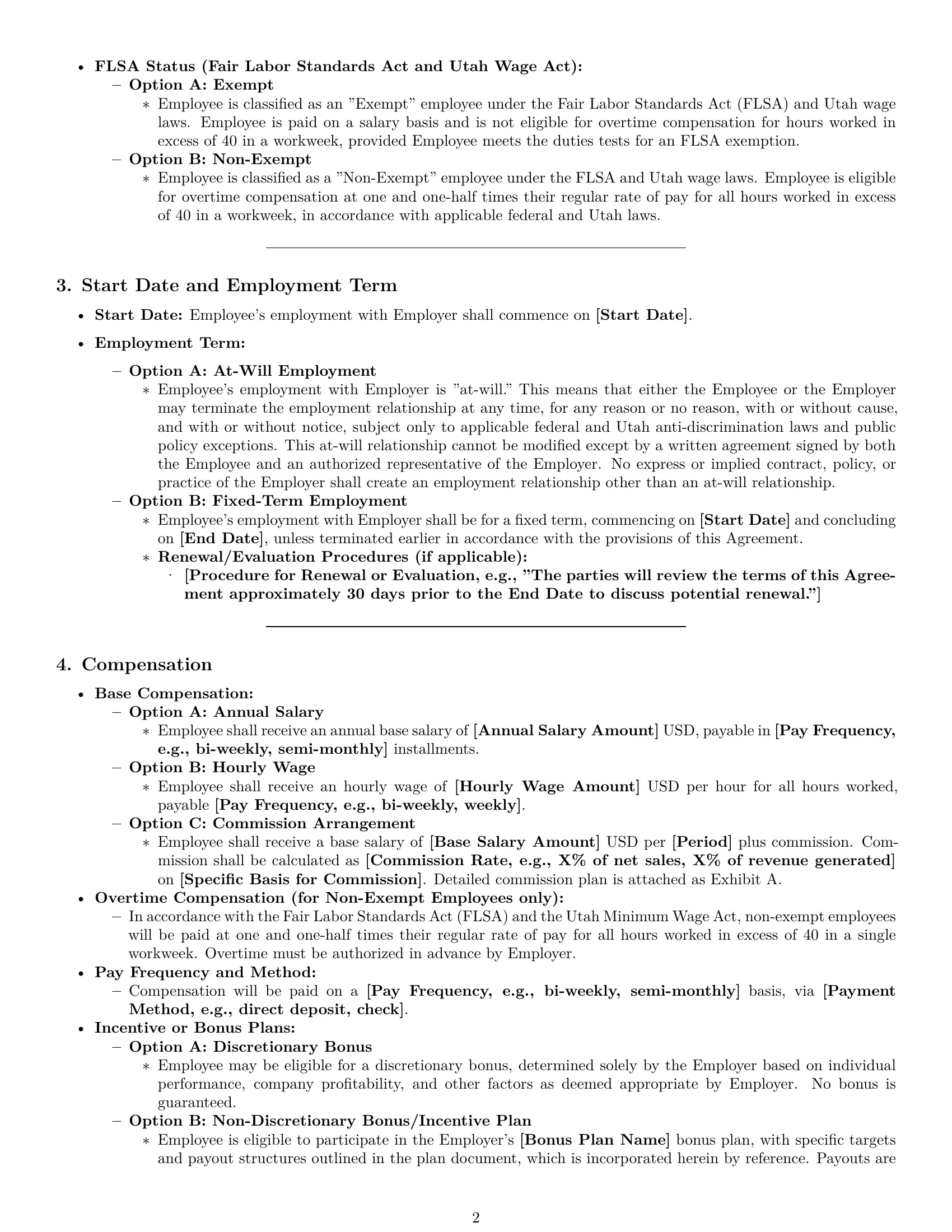 Preview page 2 of Pro Utah employment contract template