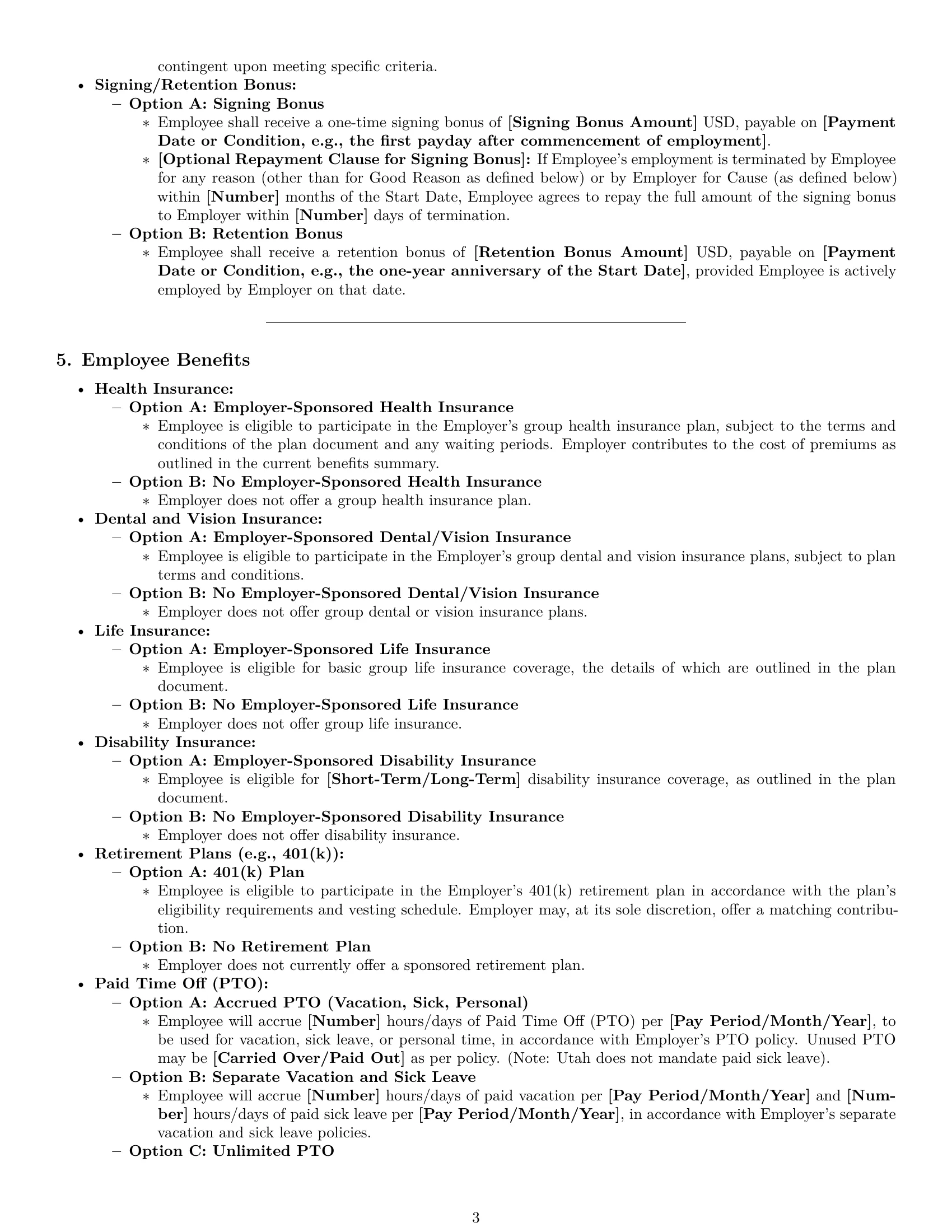 Preview page 3 of Pro Utah employment contract template