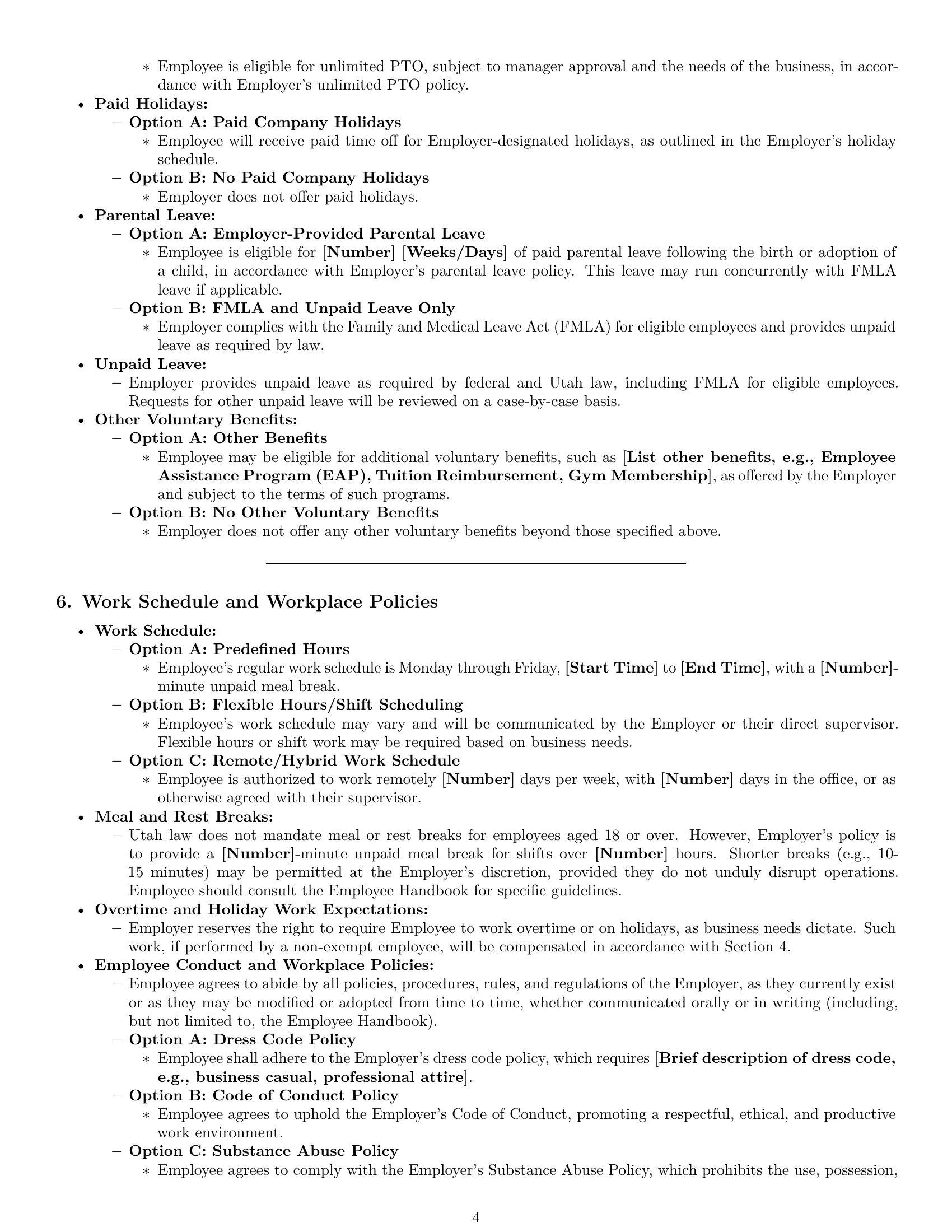 Preview page 4 of Pro Utah employment contract template