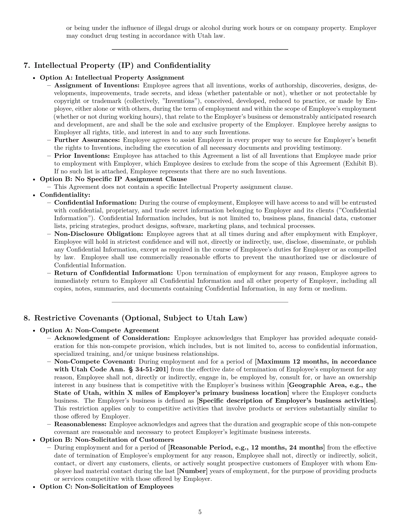 Preview page 5 of Pro Utah employment contract template