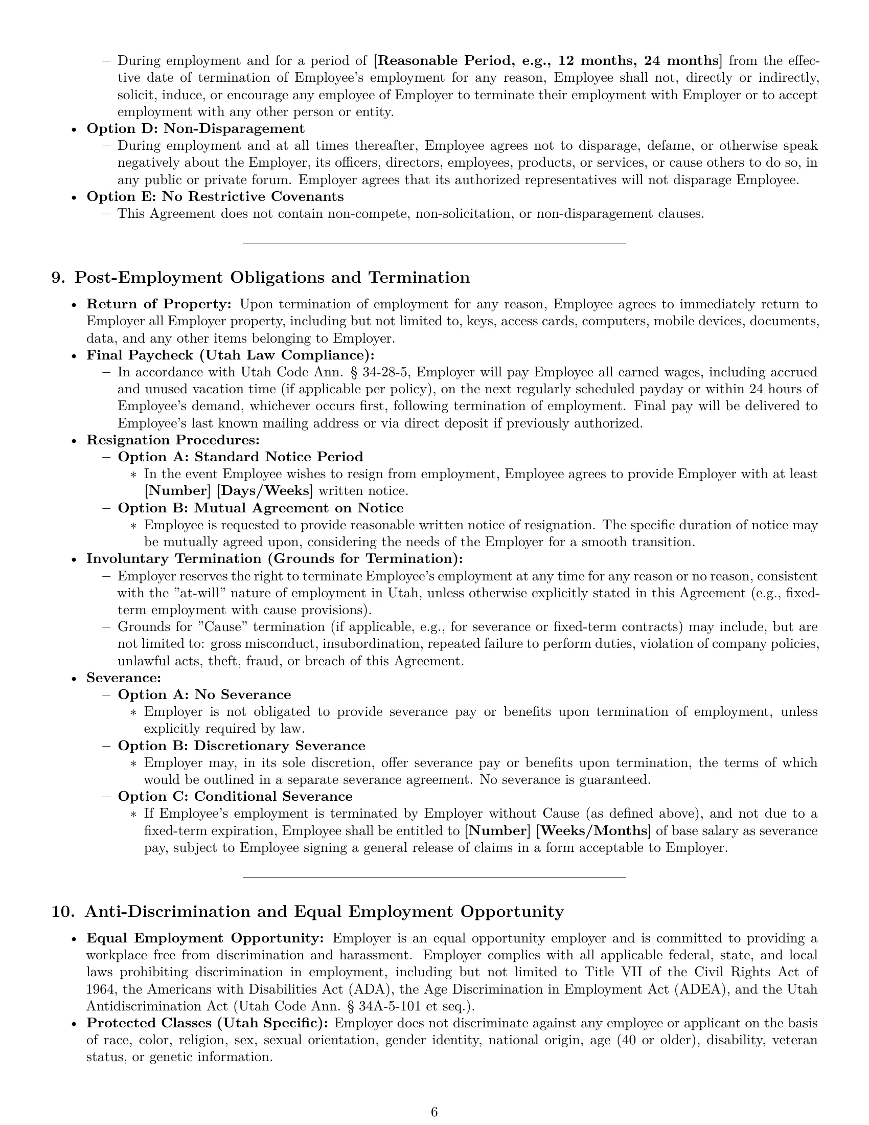 Preview page 6 of Pro Utah employment contract template