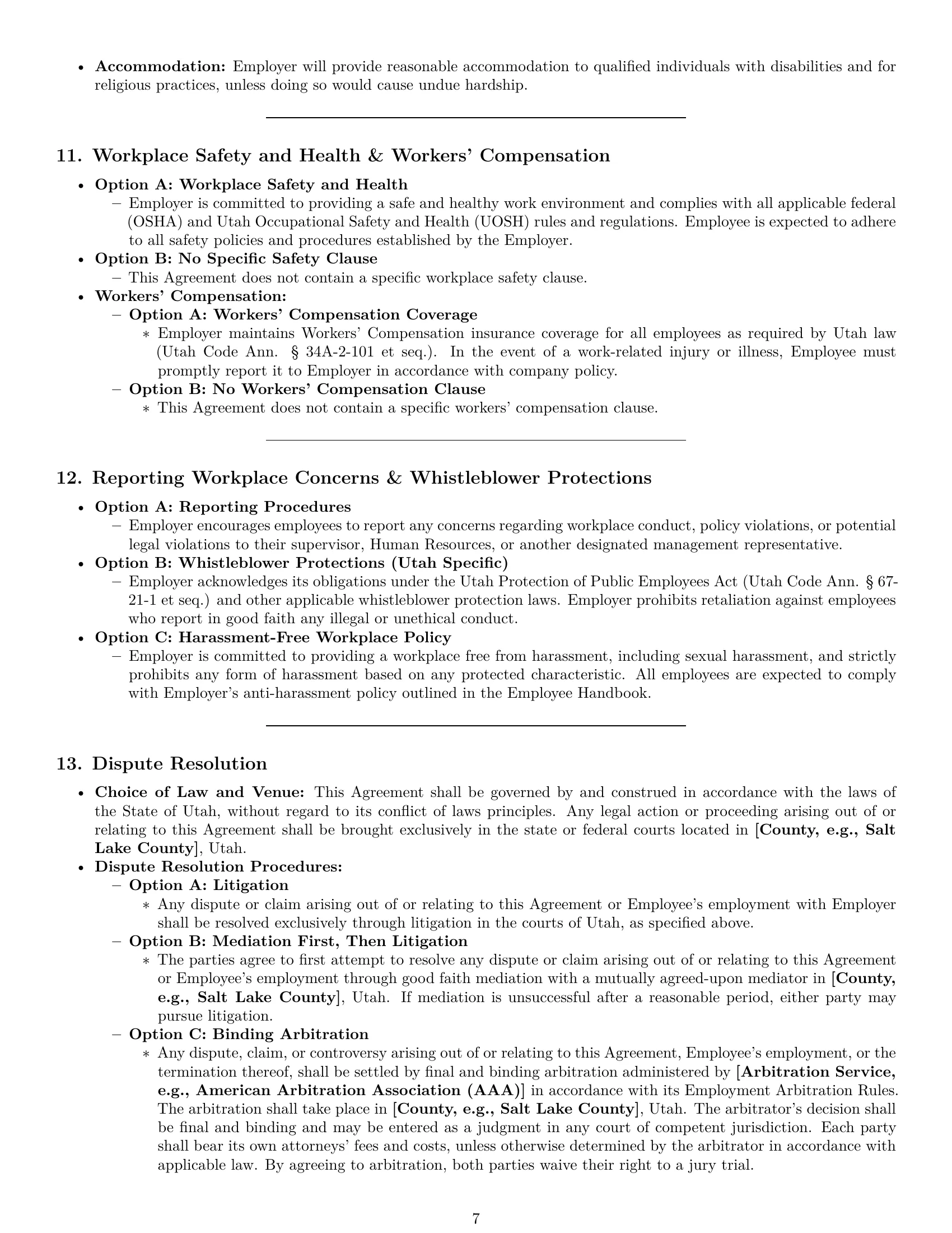 Preview page 7 of Pro Utah employment contract template