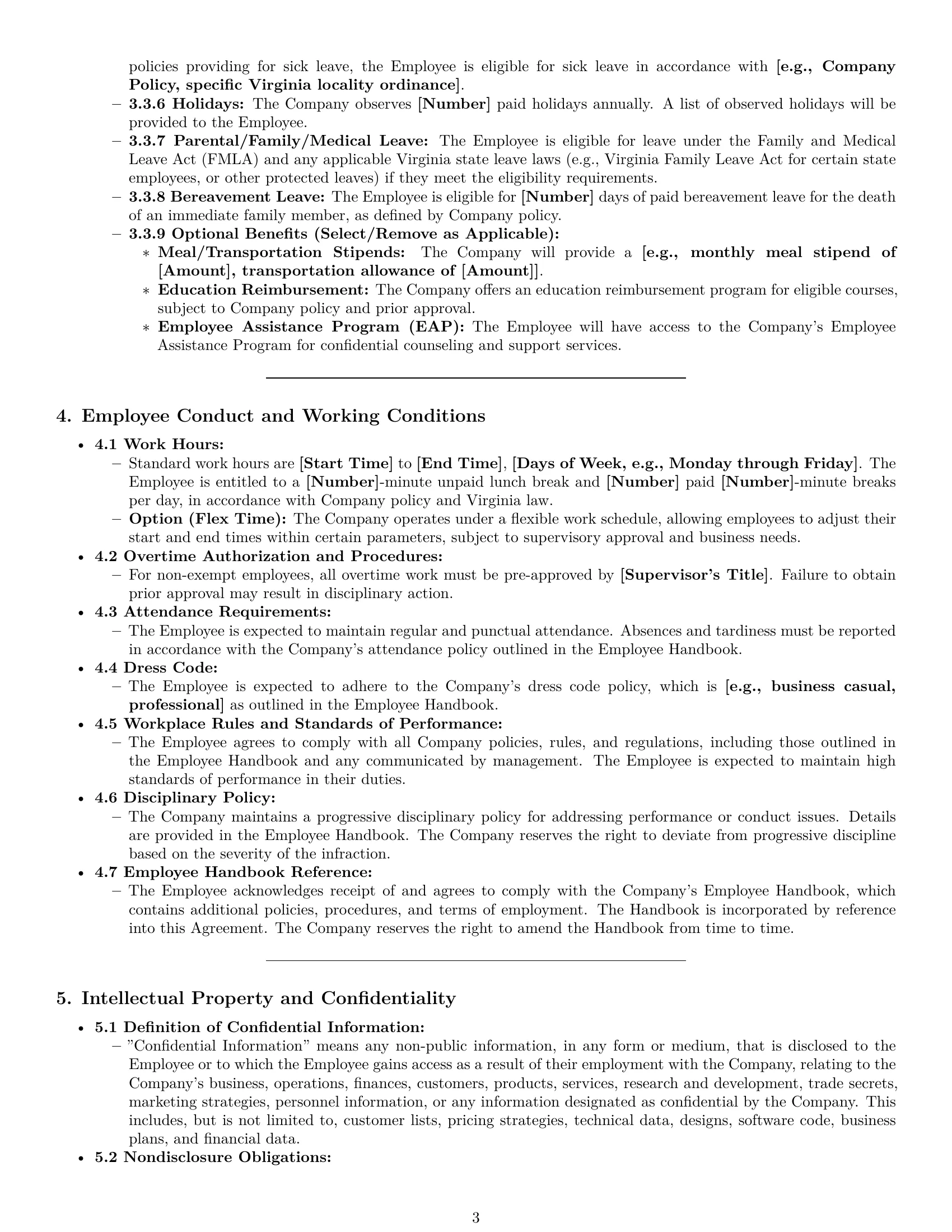 Preview page 3 of Pro Virginia employment contract template