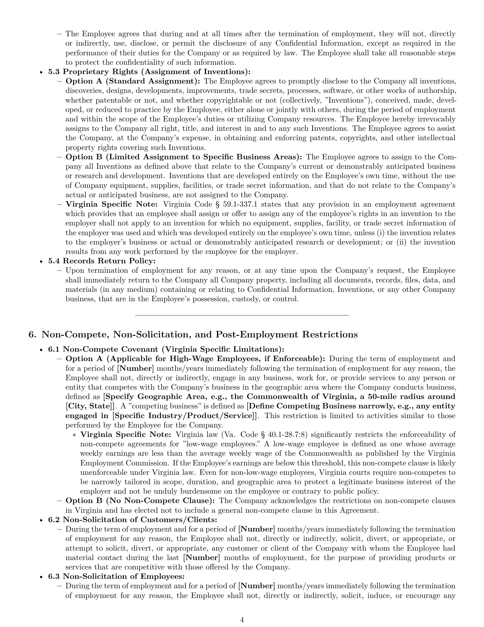 Preview page 4 of Pro Virginia employment contract template