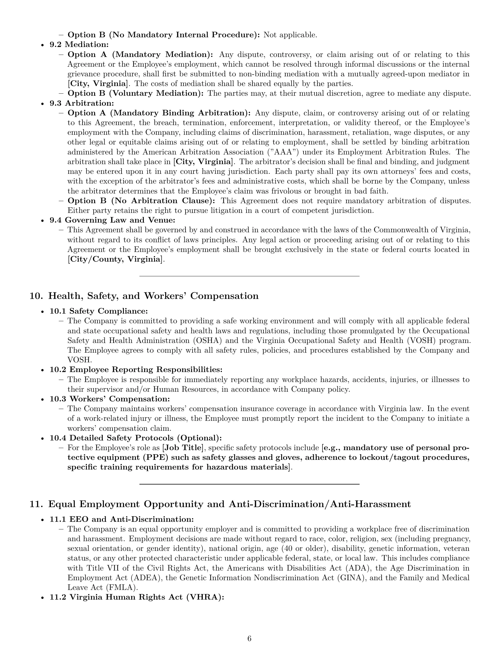 Preview page 6 of Pro Virginia employment contract template
