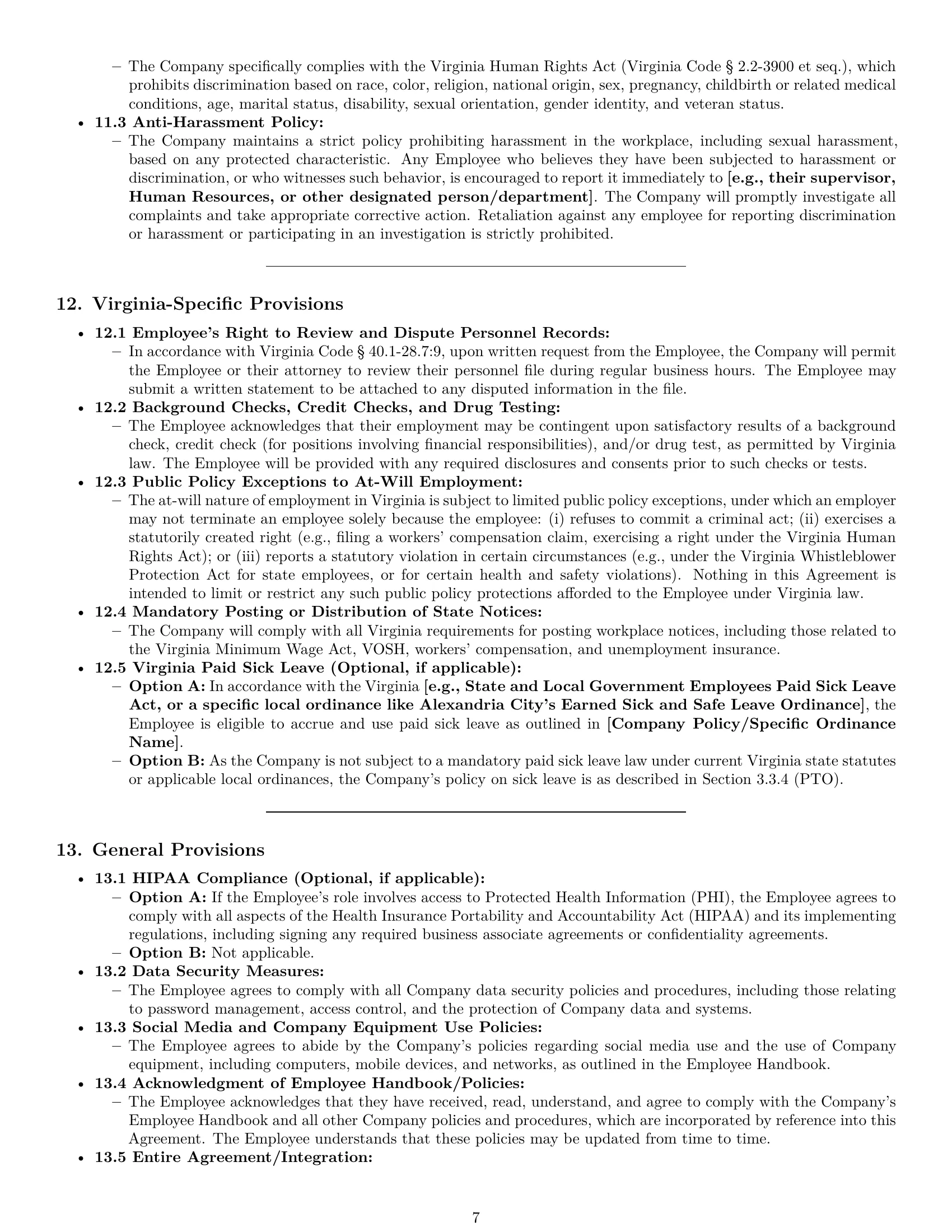 Preview page 7 of Pro Virginia employment contract template