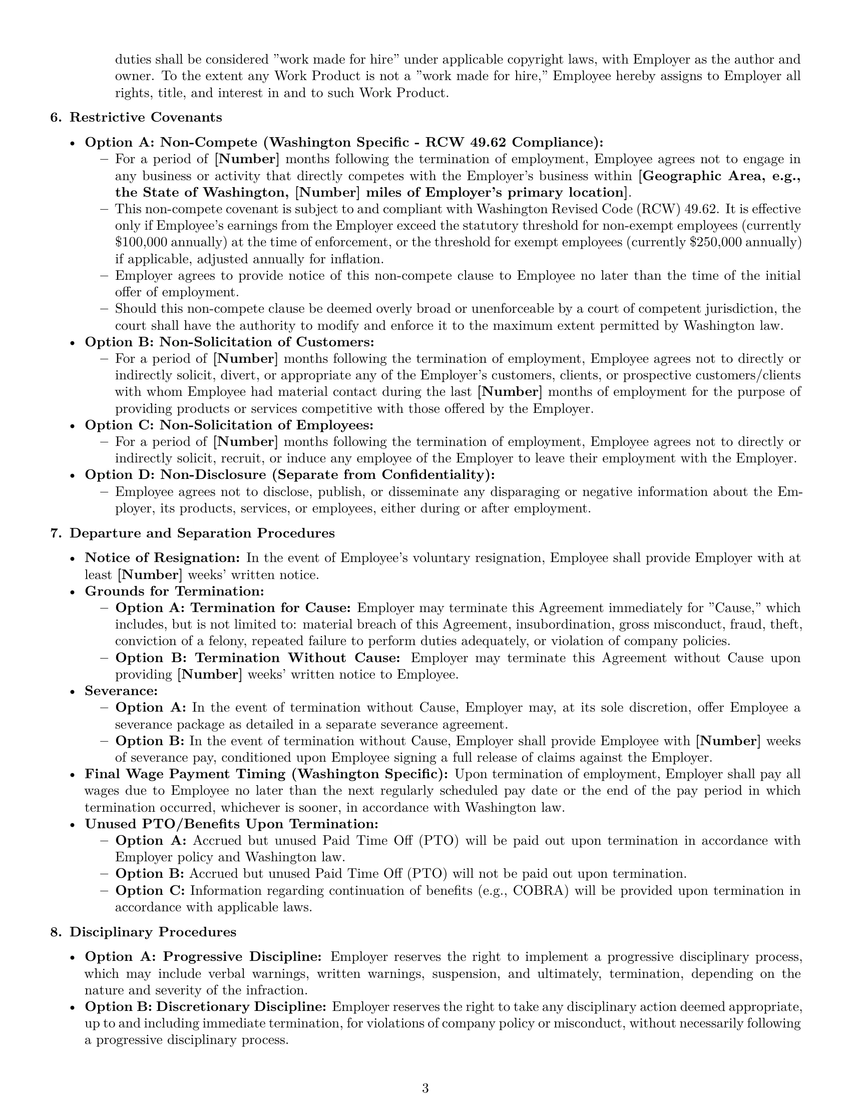 Preview page 3 of Pro Washington employment contract template