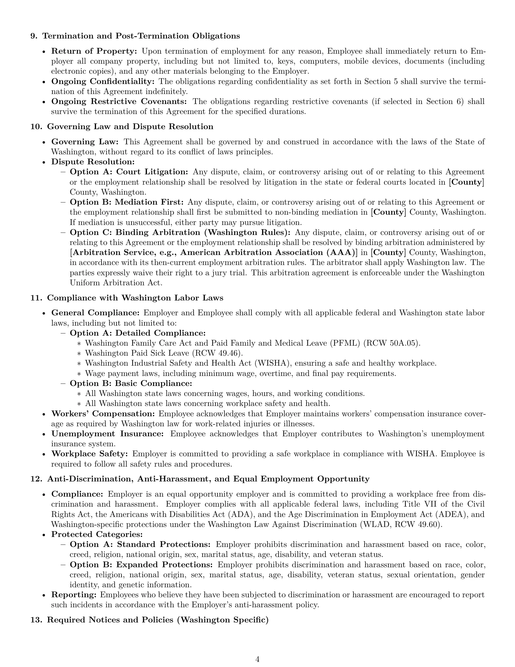 Preview page 4 of Pro Washington employment contract template