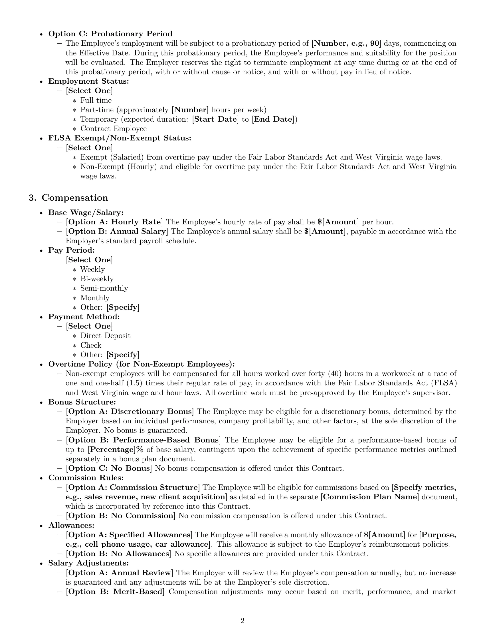 Preview page 2 of Pro West Virginia employment contract template