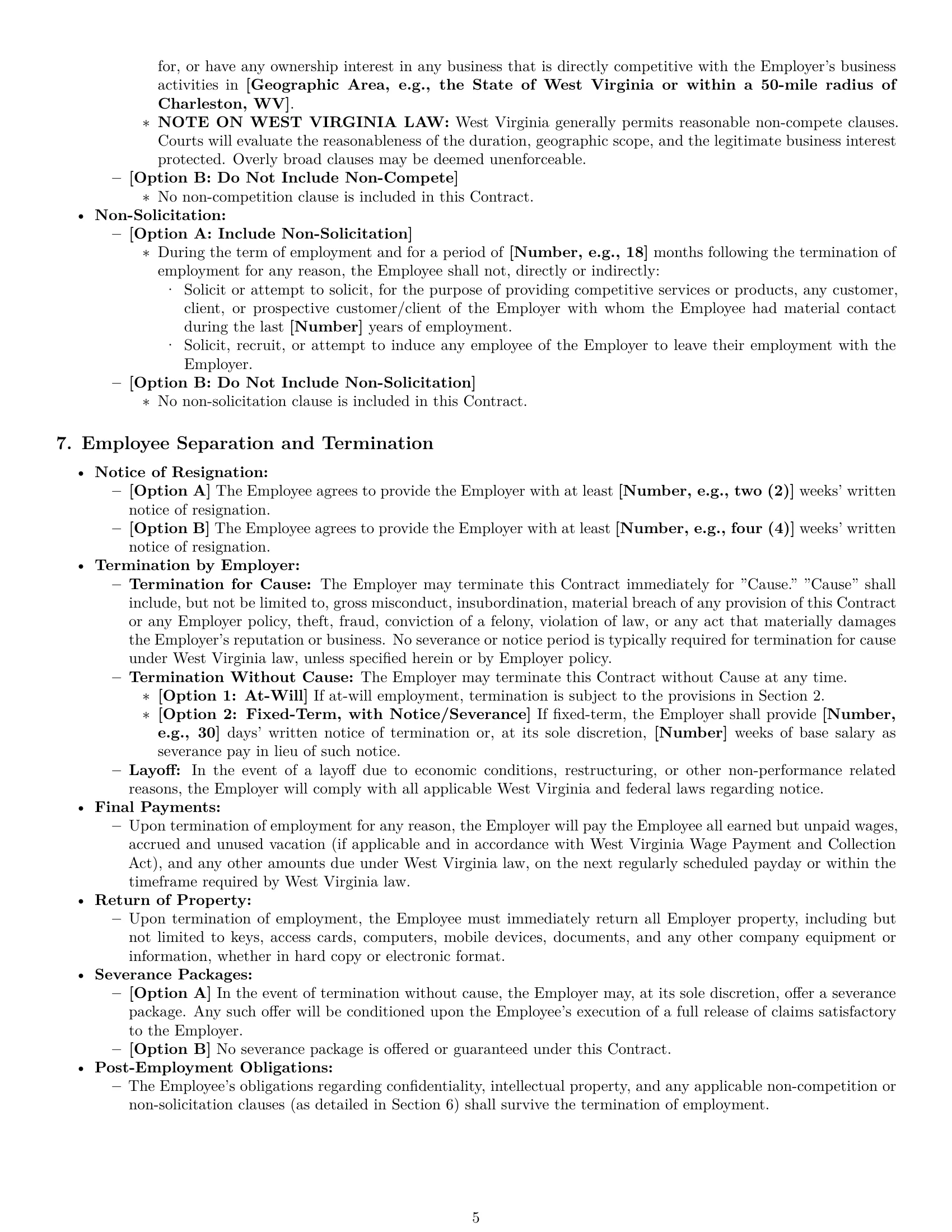Preview page 5 of Pro West Virginia employment contract template