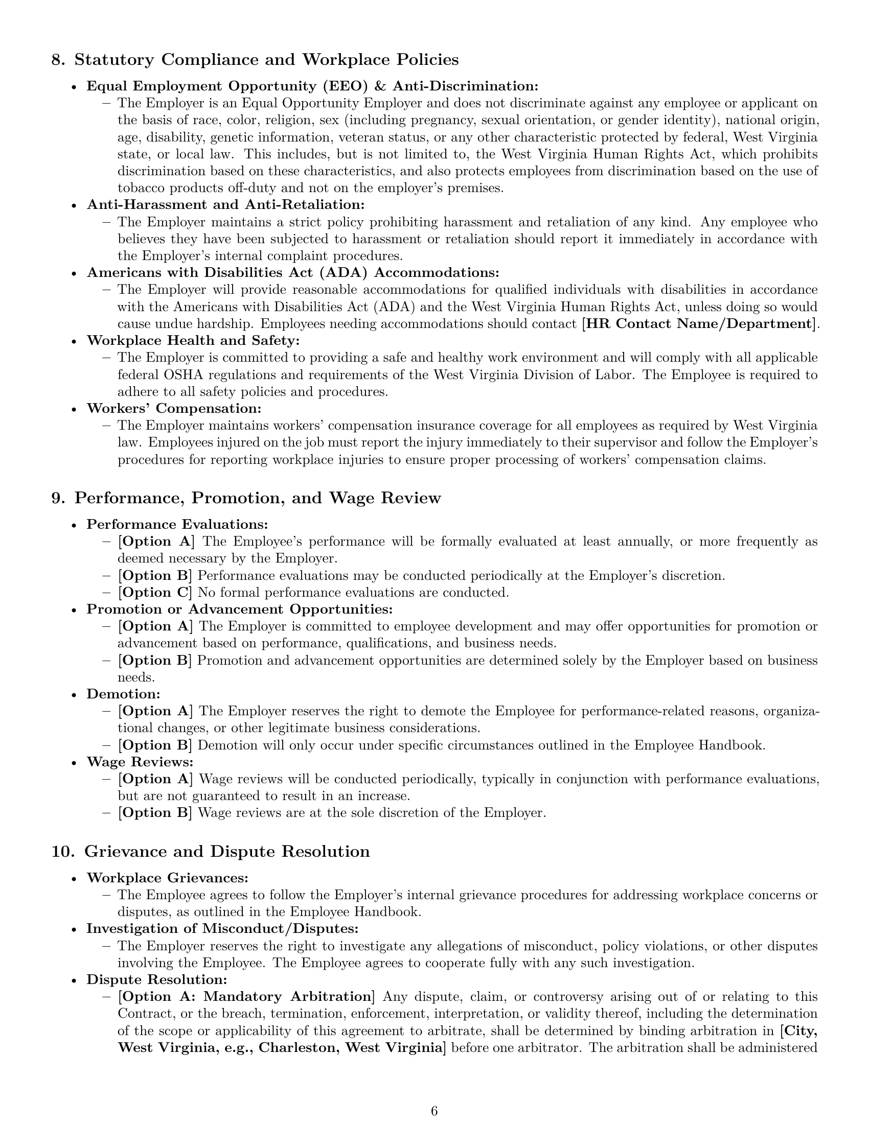 Preview page 6 of Pro West Virginia employment contract template