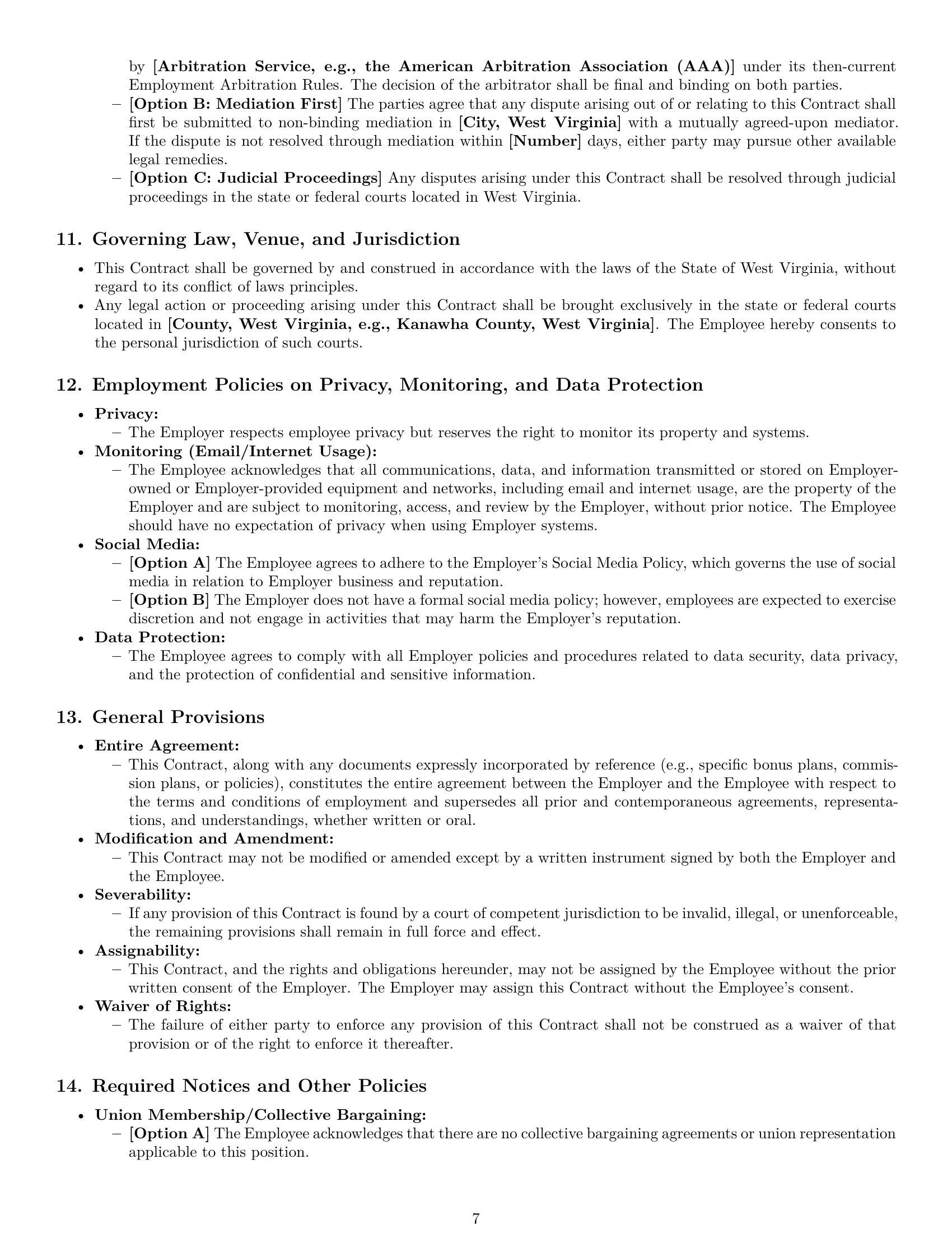 Preview page 7 of Pro West Virginia employment contract template