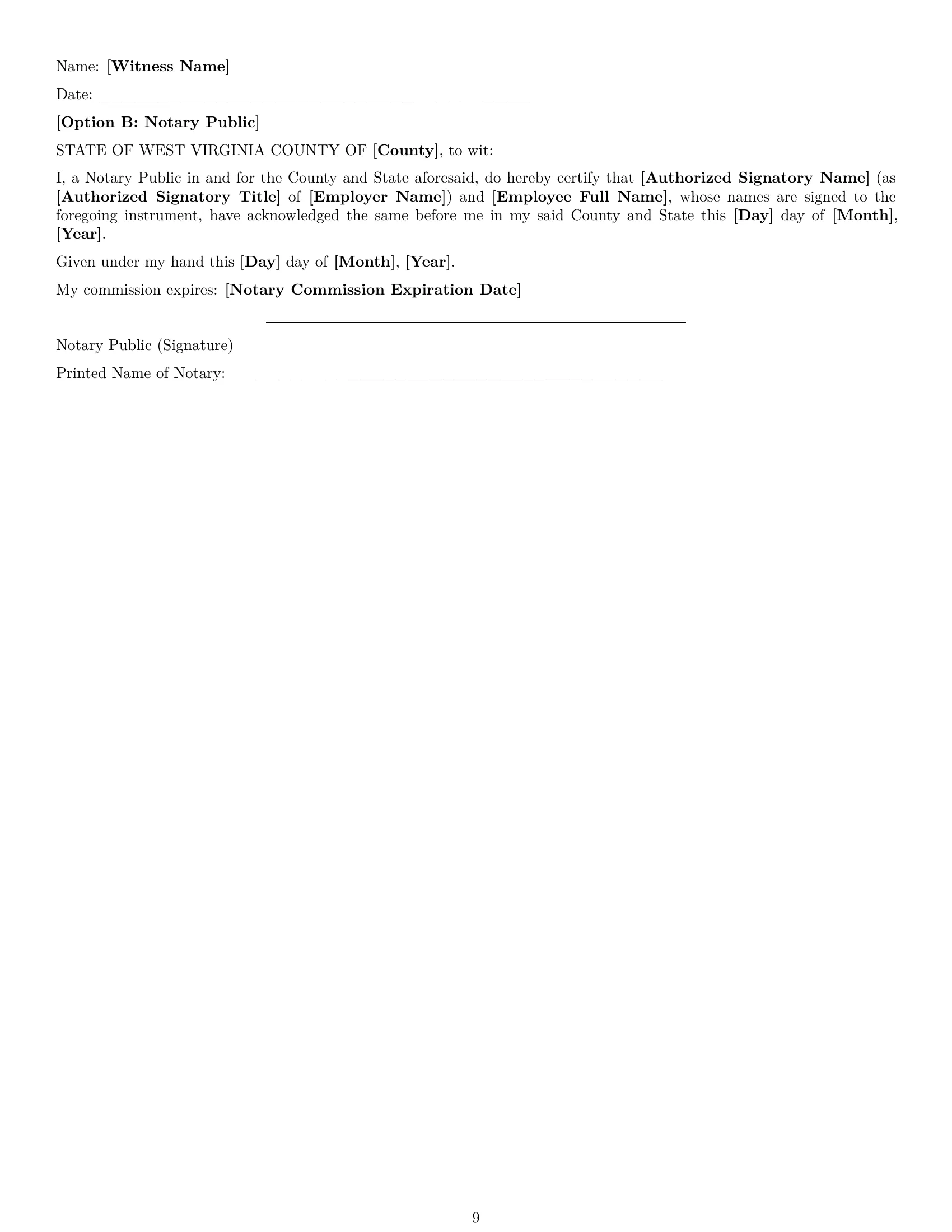 Preview page 9 of Pro West Virginia employment contract template