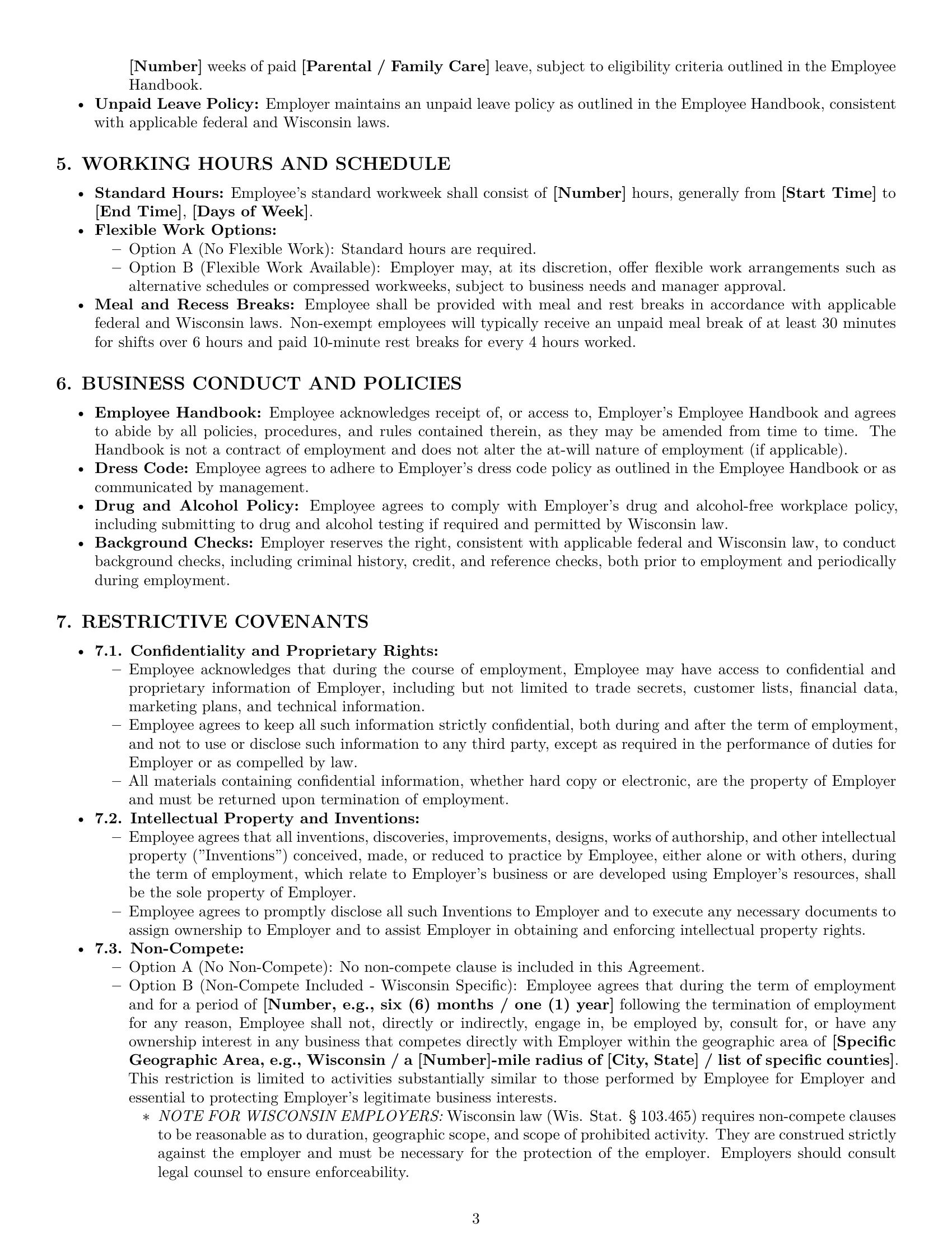 Preview page 3 of Pro Wisconsin employment contract template
