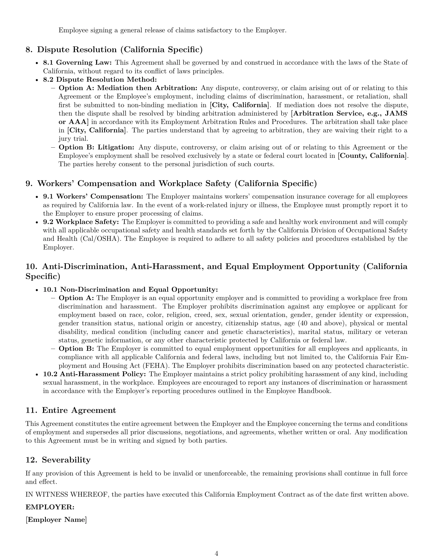 Preview page 4 of Pro California employment contract template