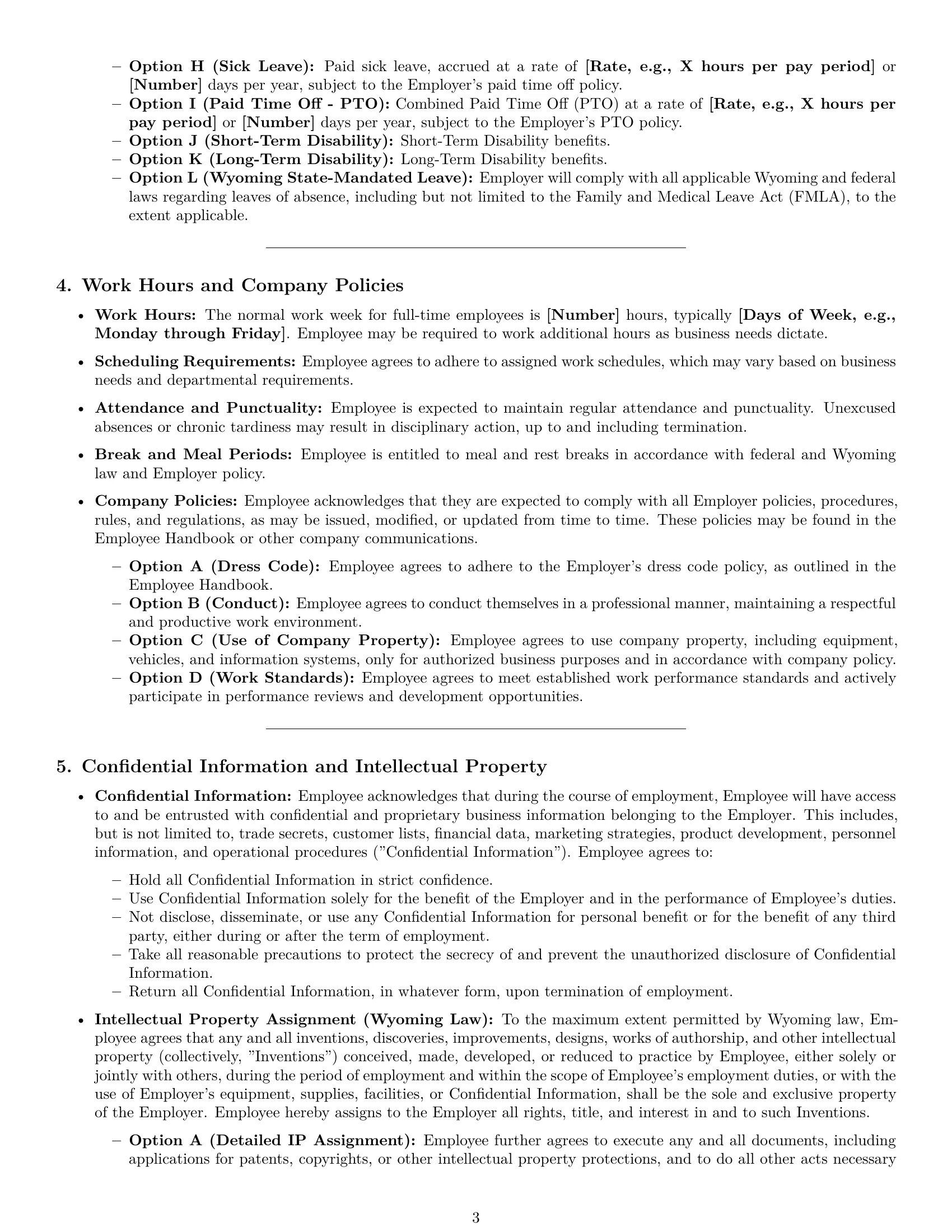Preview page 3 of Pro Wyoming employment contract template
