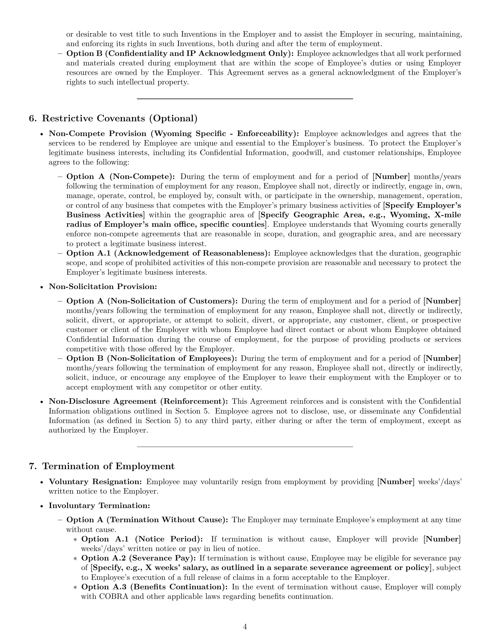 Preview page 4 of Pro Wyoming employment contract template