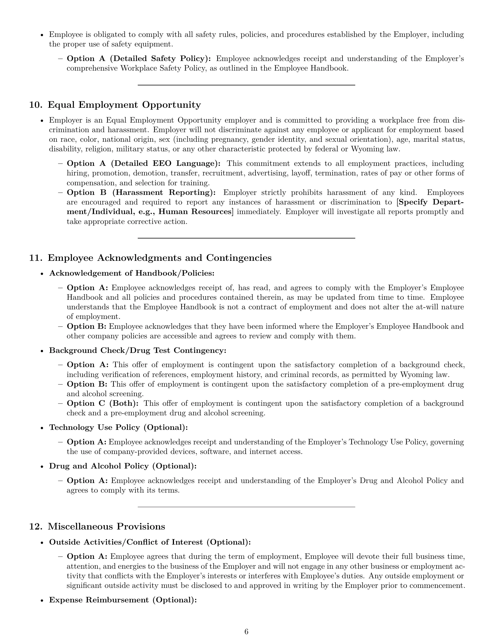 Preview page 6 of Pro Wyoming employment contract template
