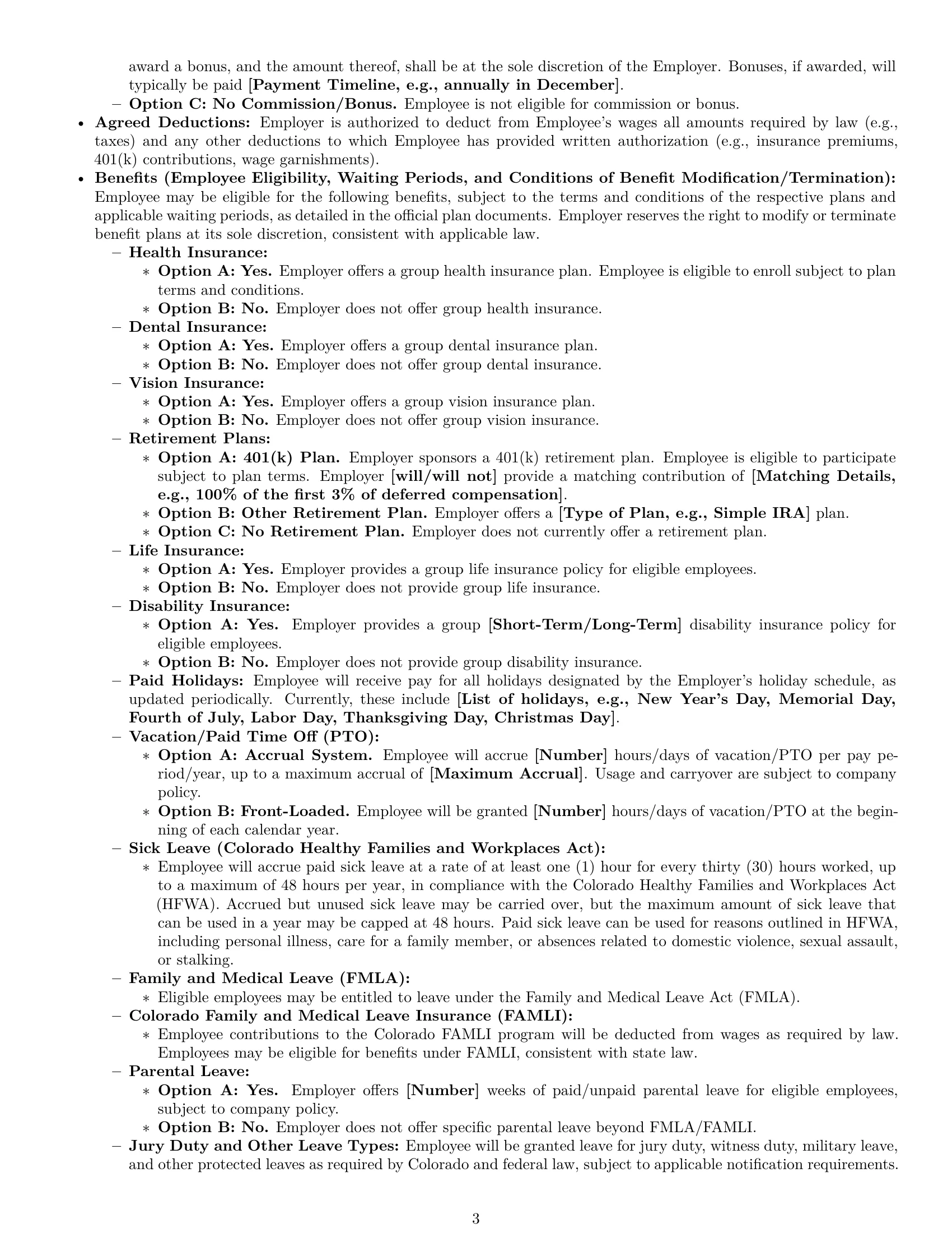 Preview page 3 of Pro Colorado employment contract template