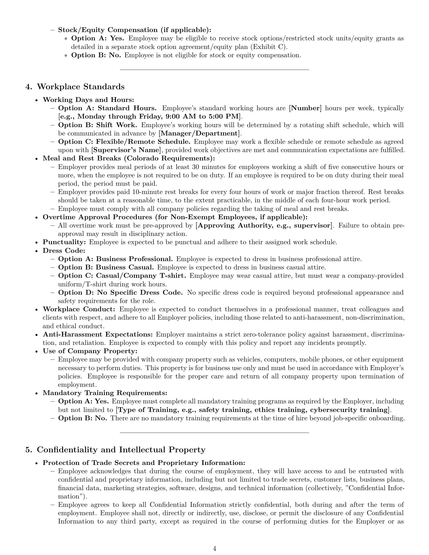 Preview page 4 of Pro Colorado employment contract template