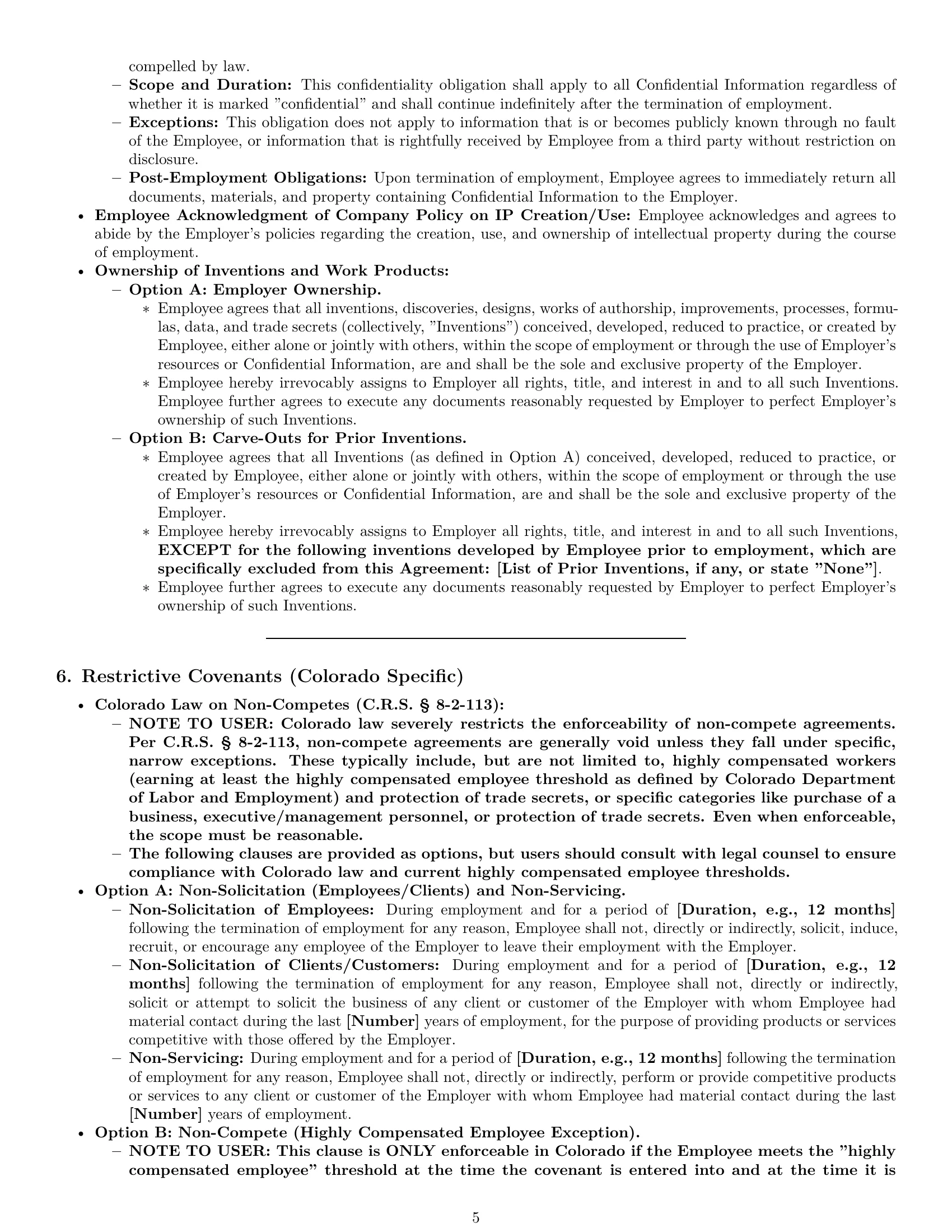 Preview page 5 of Pro Colorado employment contract template