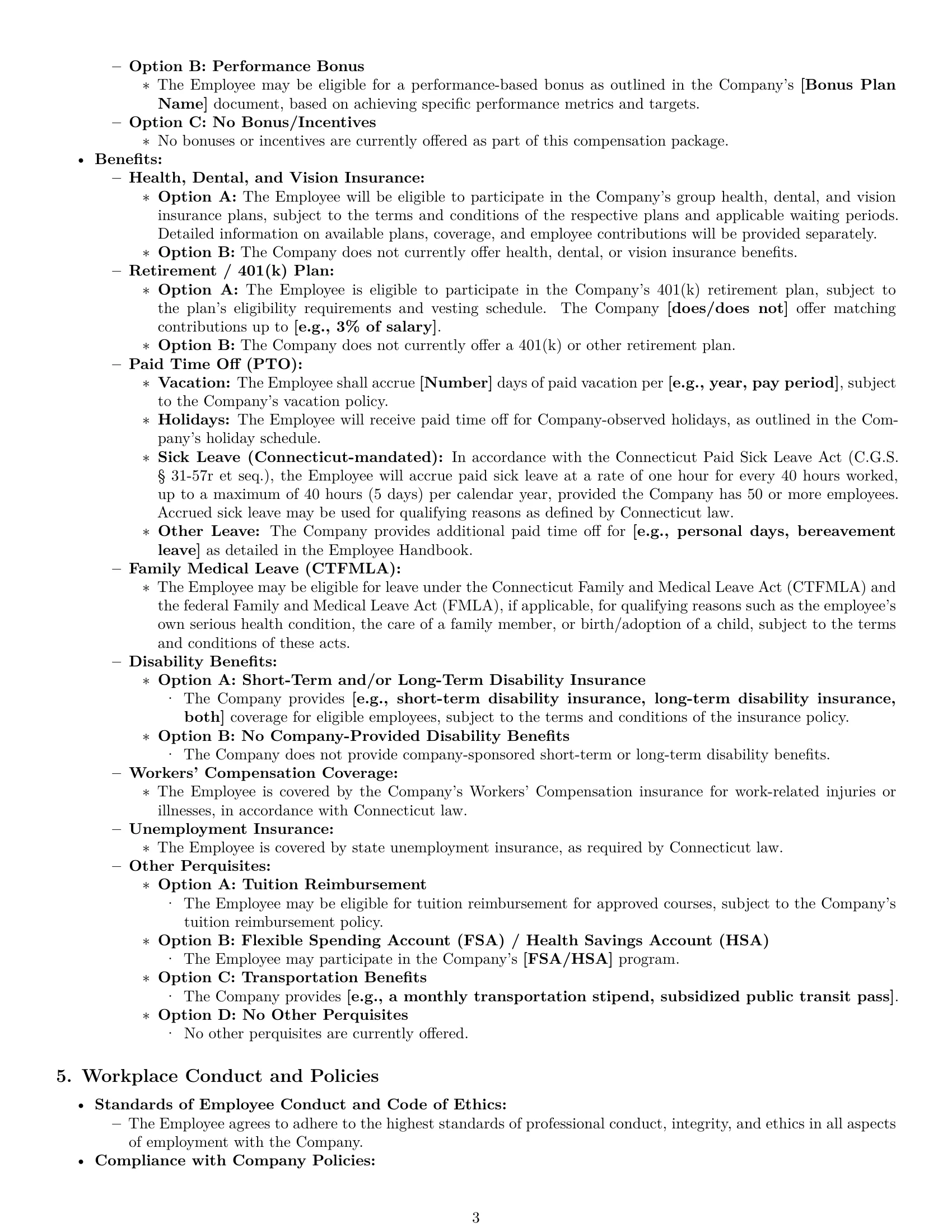 Preview page 3 of Pro Connecticut employment contract template