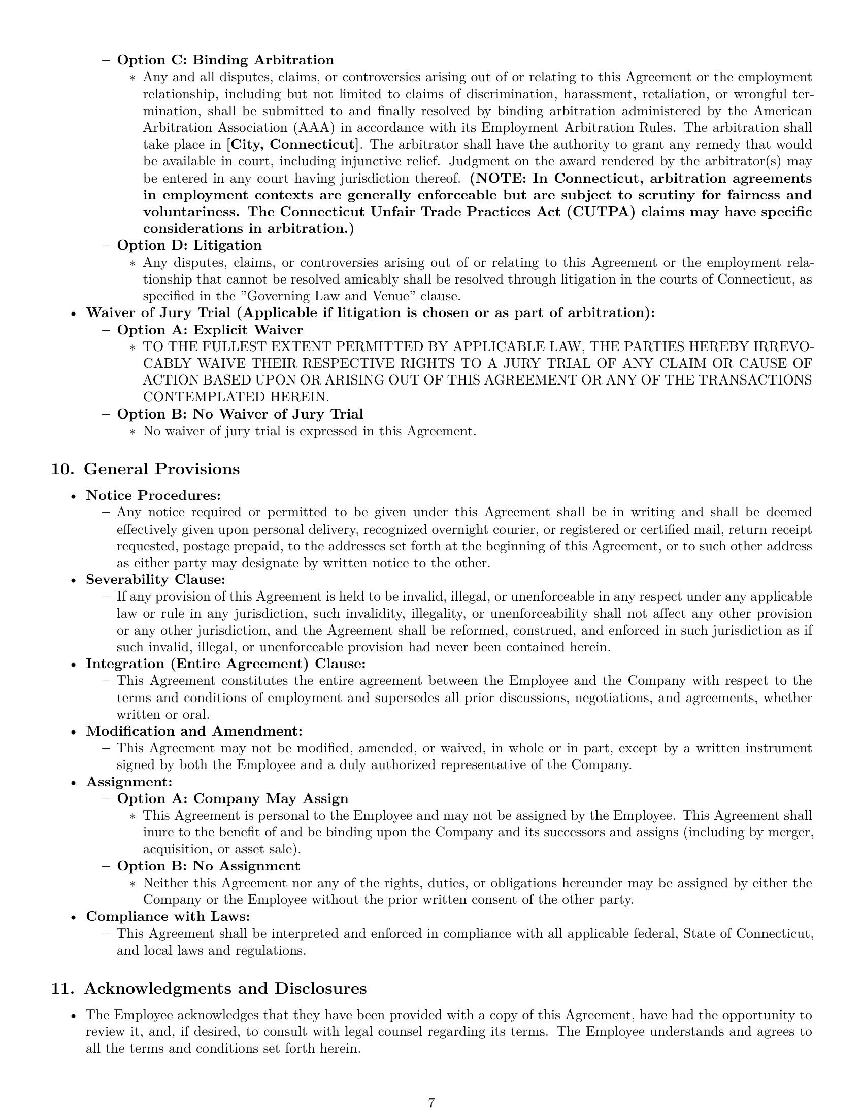 Preview page 7 of Pro Connecticut employment contract template