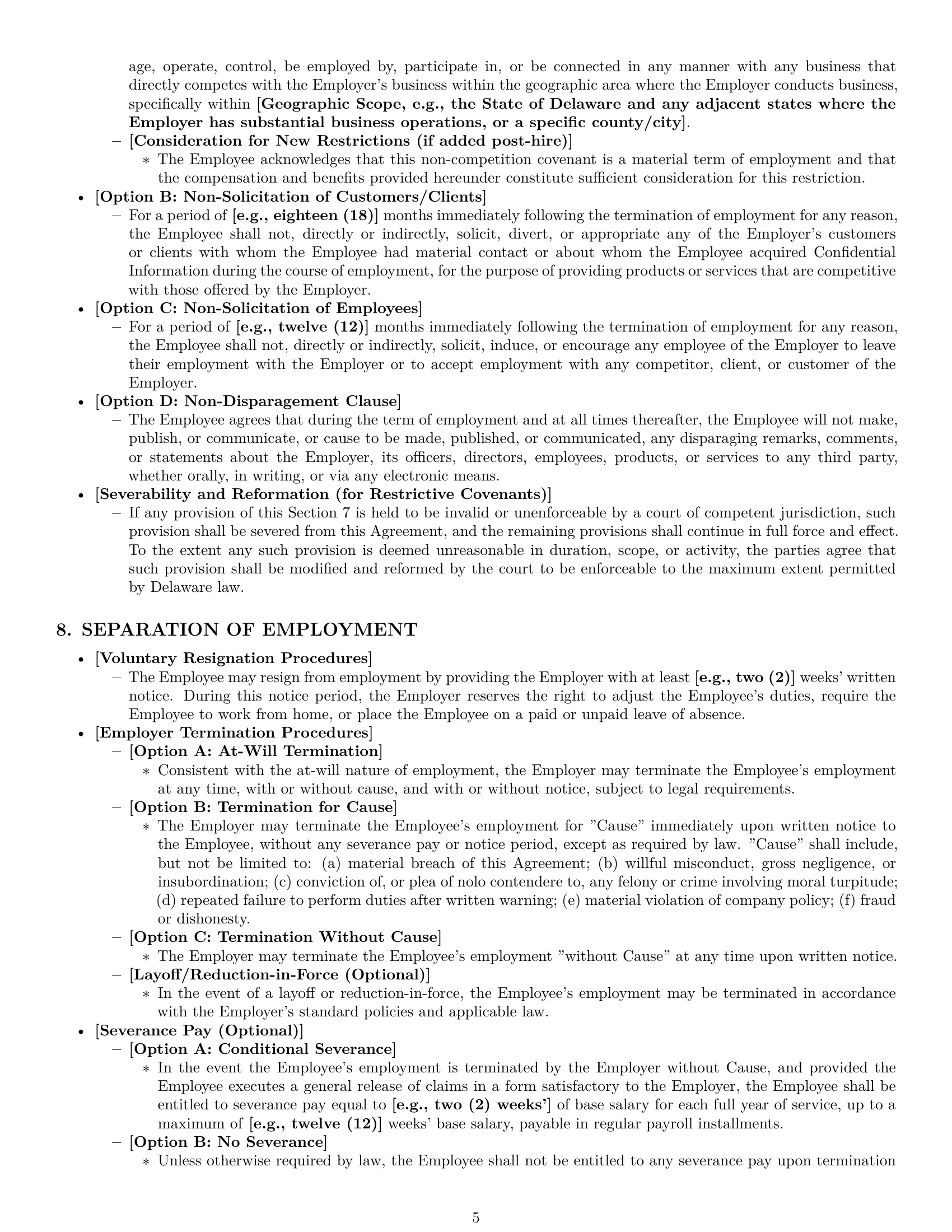 Preview page 5 of Pro Delaware employment contract template