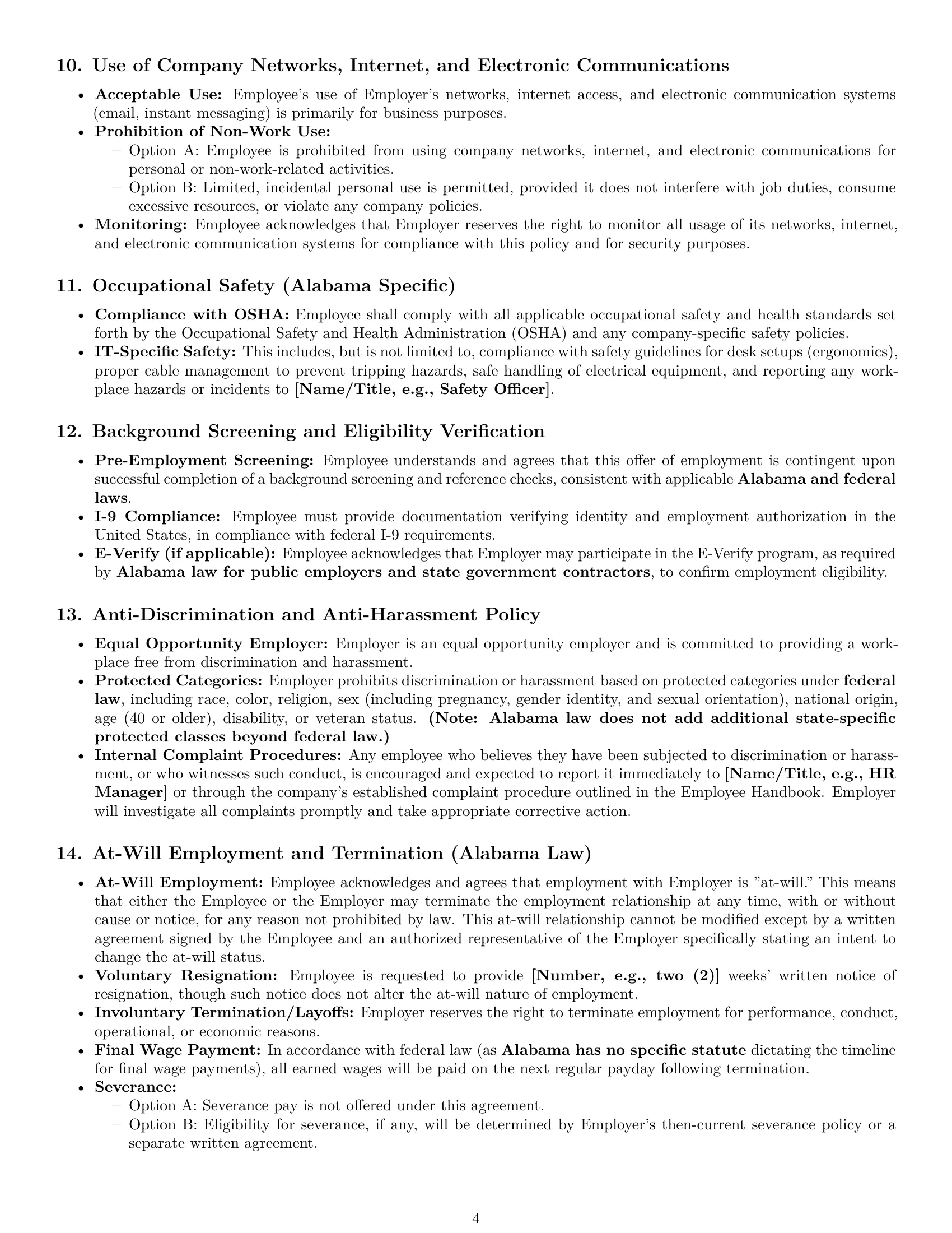 Preview page 4 of Pro Alabama IT assistant employment contract template