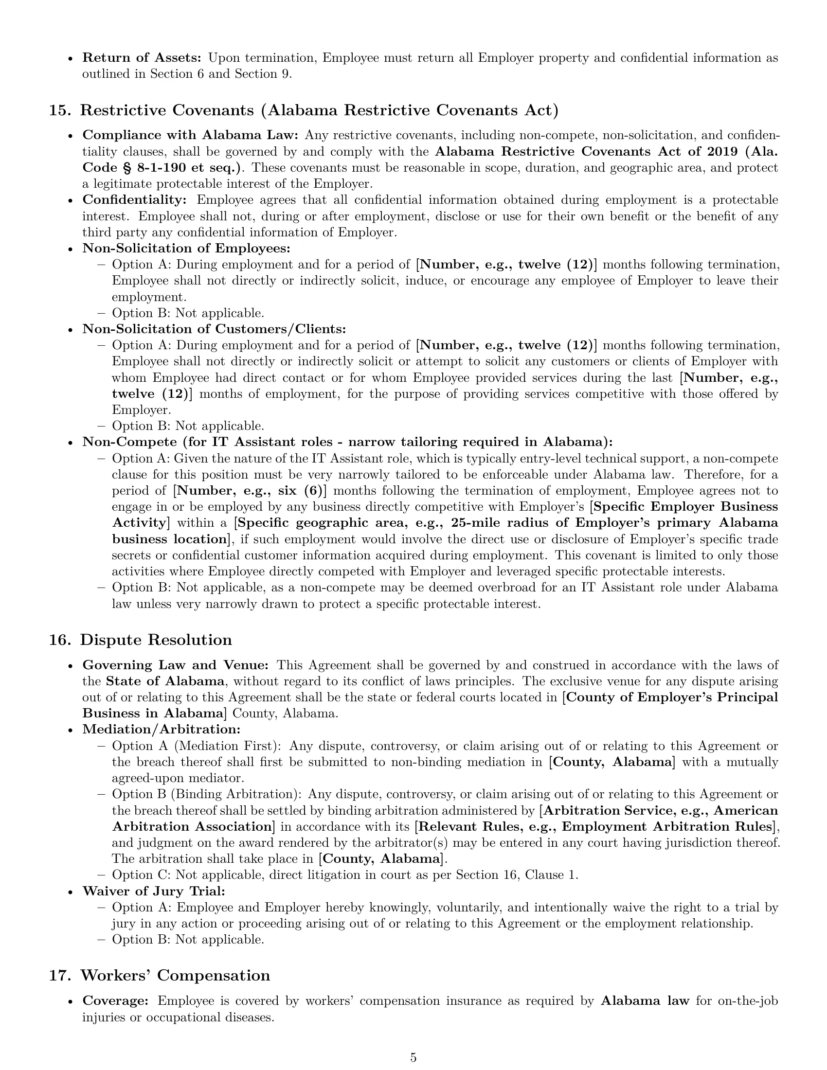 Preview page 5 of Pro Alabama IT assistant employment contract template