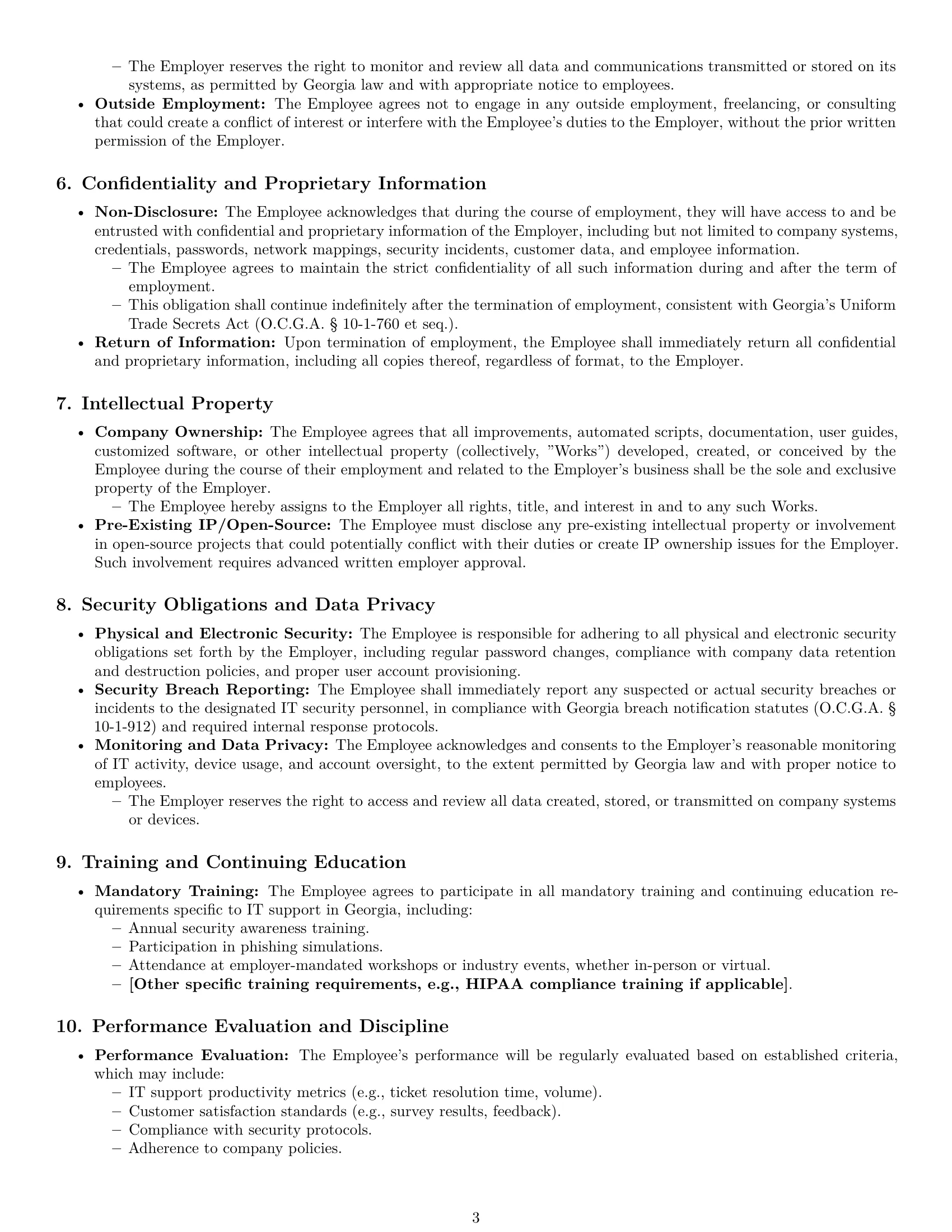 Preview page 3 of Pro Georgia IT assistant employment contract template