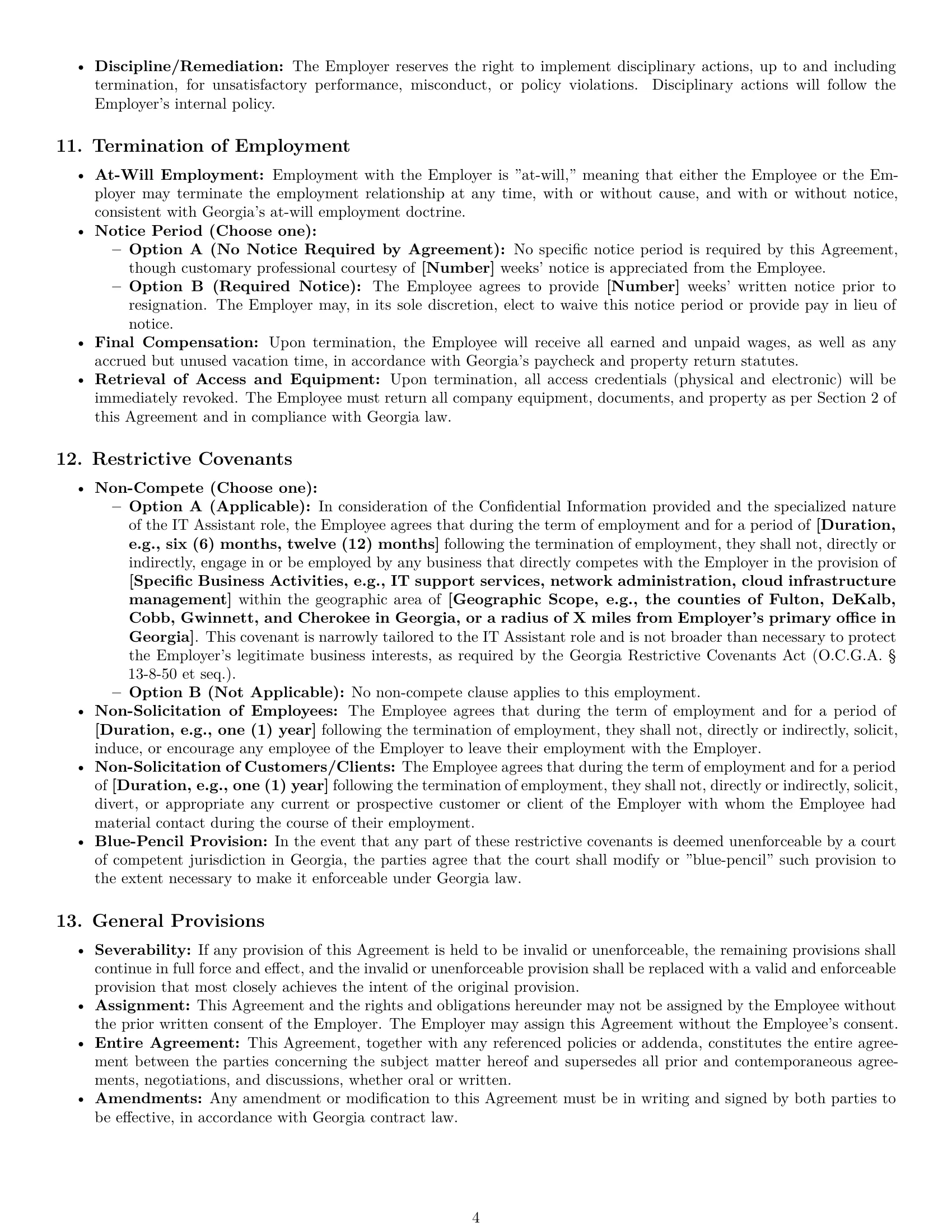 Preview page 4 of Pro Georgia IT assistant employment contract template