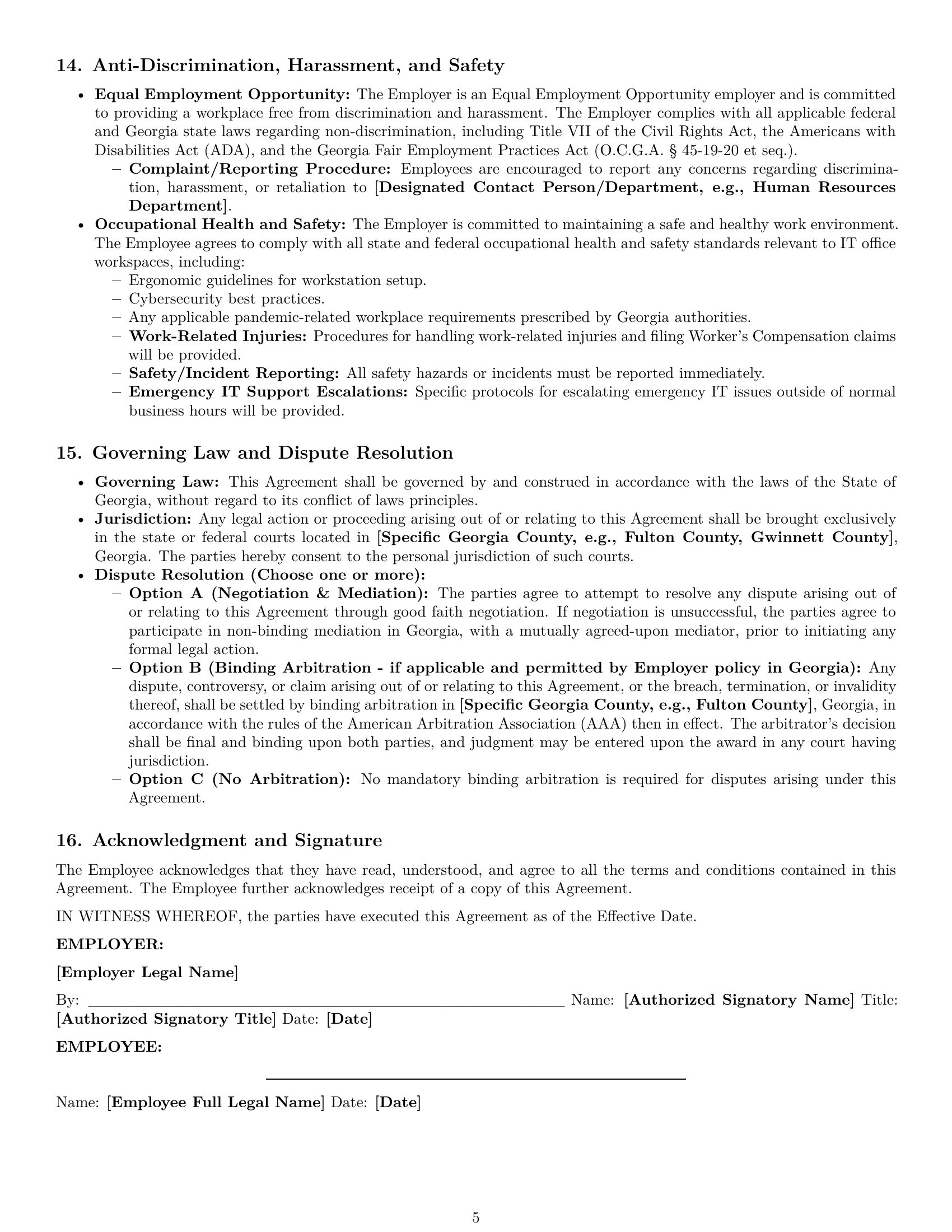 Preview page 5 of Pro Georgia IT assistant employment contract template