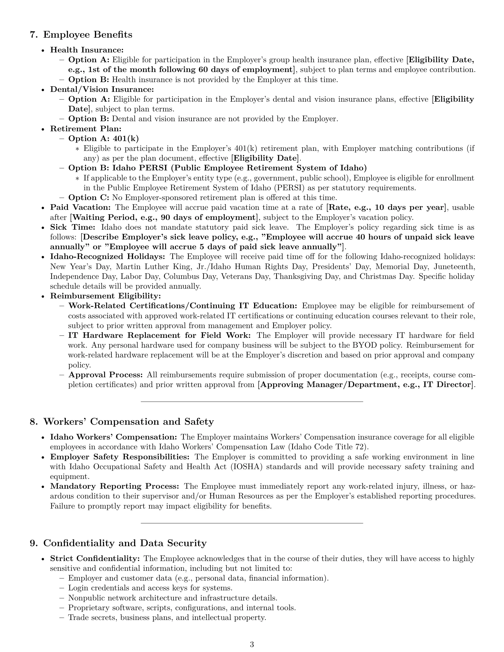 Preview page 3 of Pro Idaho IT assistant employment contract template